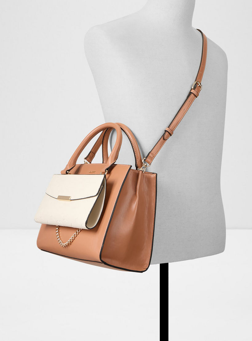 Aldo Elelden Dual Tone Double Handle Satchel Bag with Zip Closure & Adjustable Strap-women-bagsandwallets-handbags-image-4