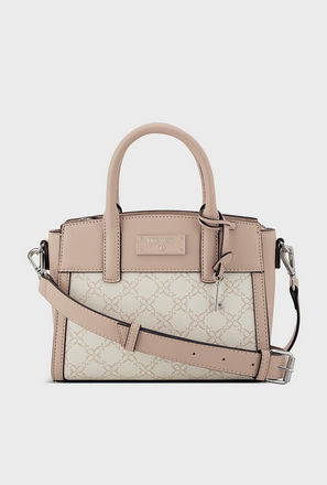Nine West Ledger Monogram Double Handle Satchel Bag with Zipper Closure-women-image-1