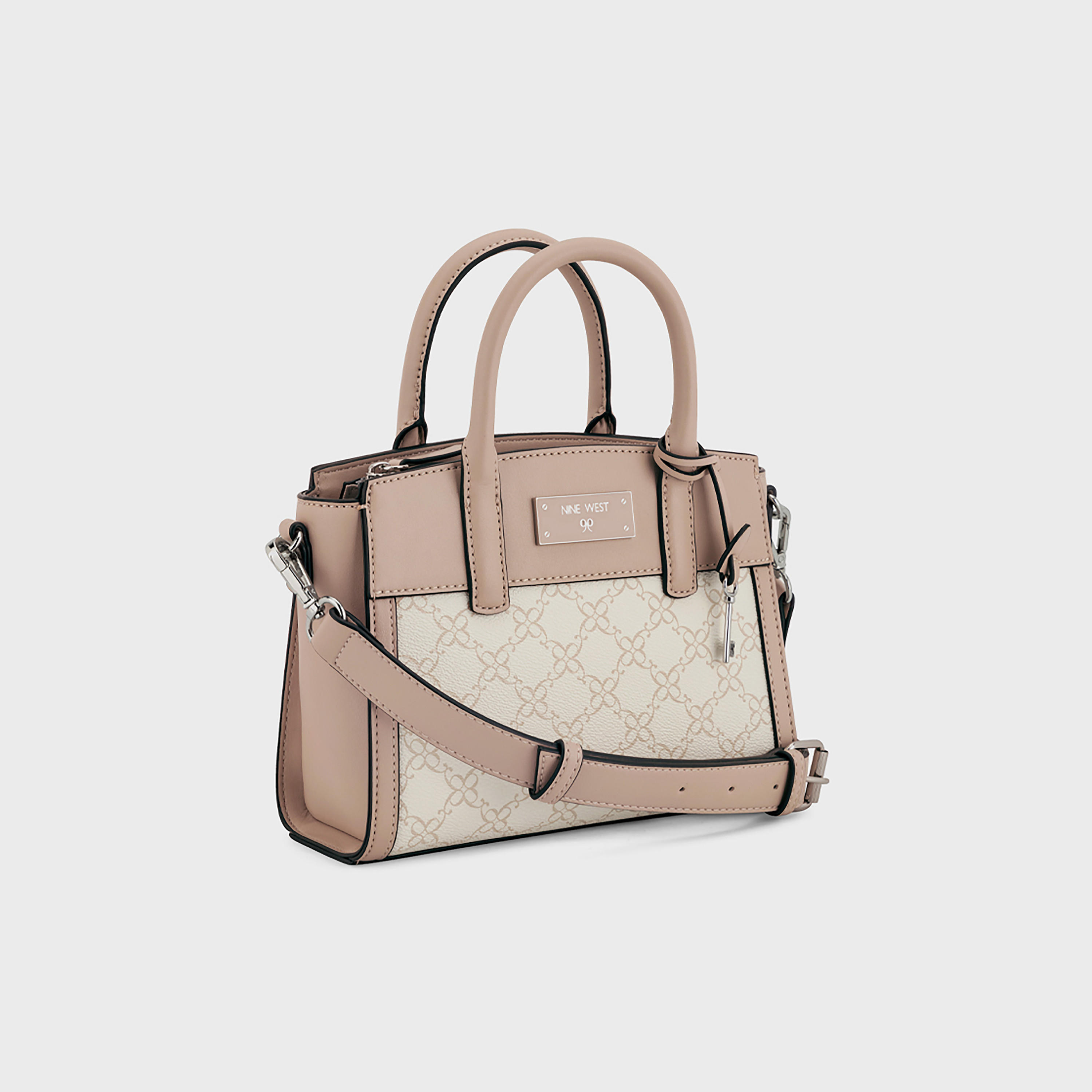 Nine West Ledger Monogram Double Handle Satchel Bag with Zipper Closure-women-bagsandwallets-handbags-image-2