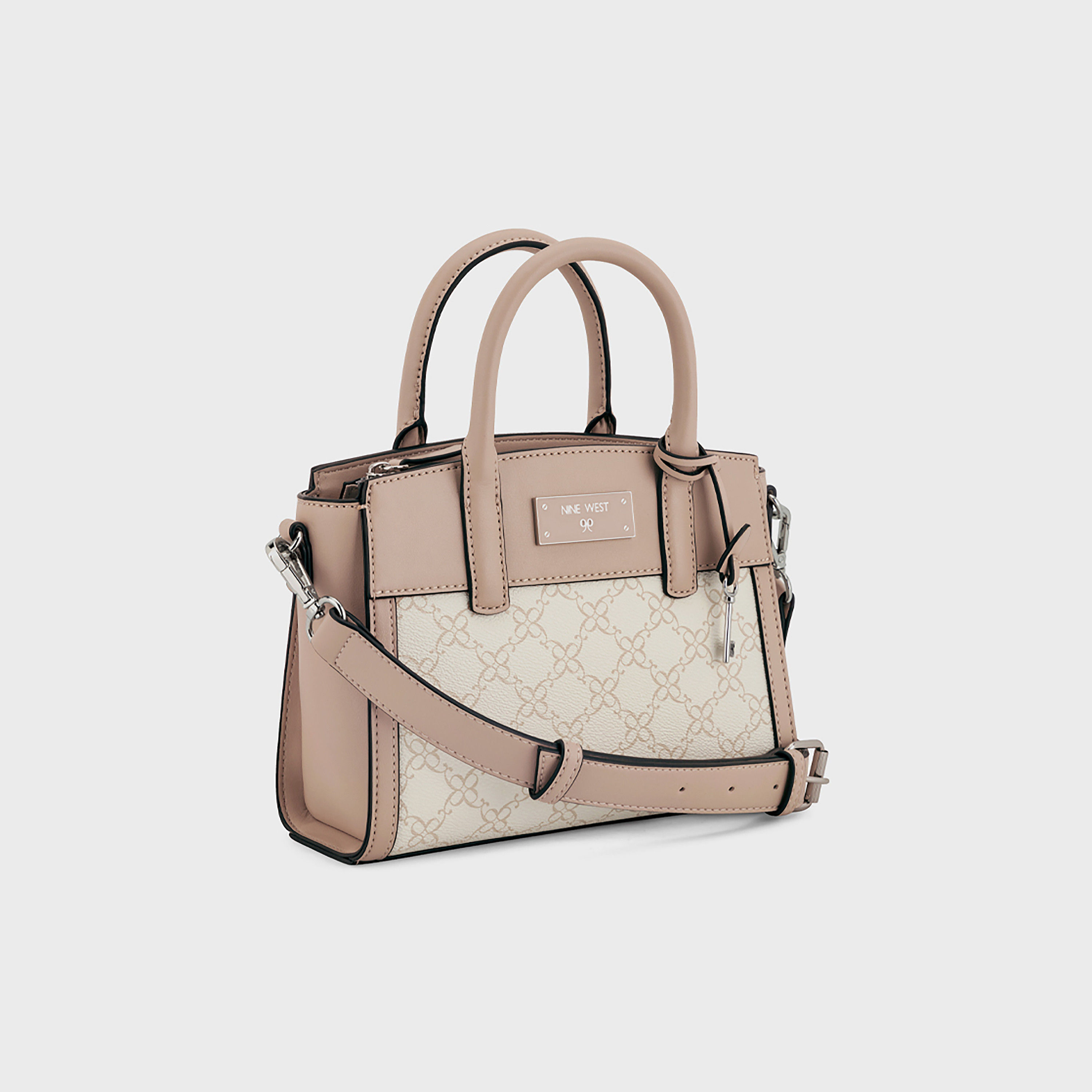 Nine West Ledger Monogram Double Handle Satchel Bag with Zipper Closure-women-bagsandwallets-handbags-image-2
