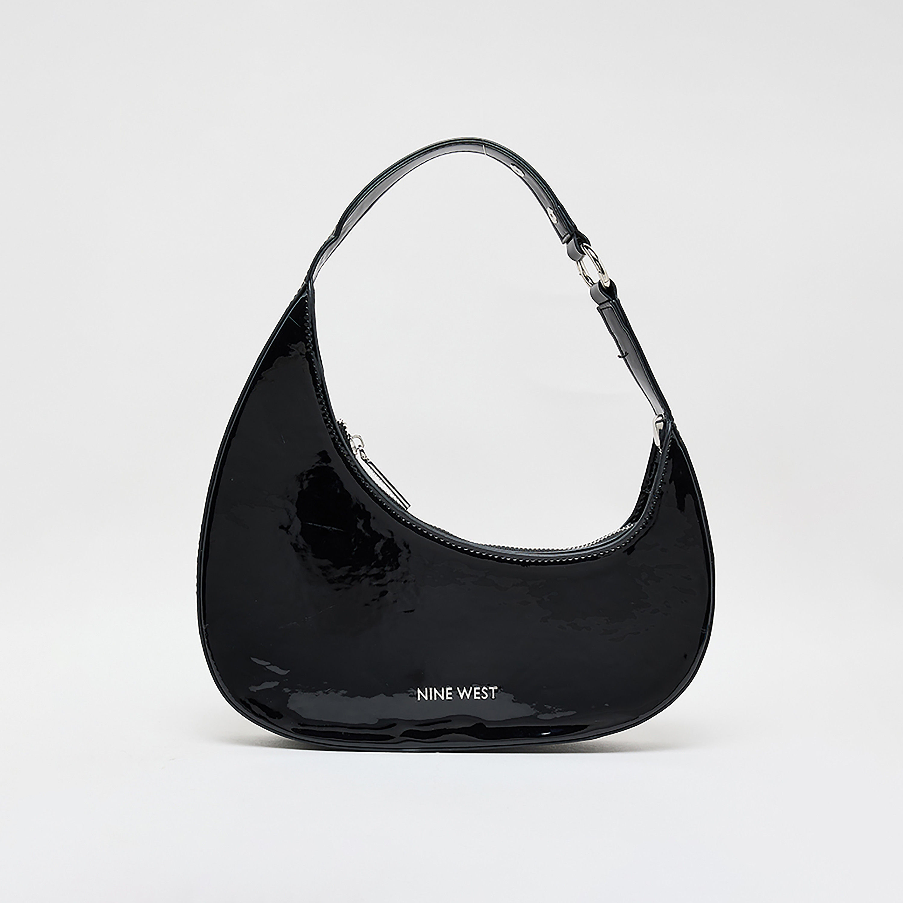 حقيبة كتف سادة من ناين ويست بمقبض واحد وسحاب إغلاق وحزام قابل للتعديل-women-bagsandwallets-backpacks-image-1
