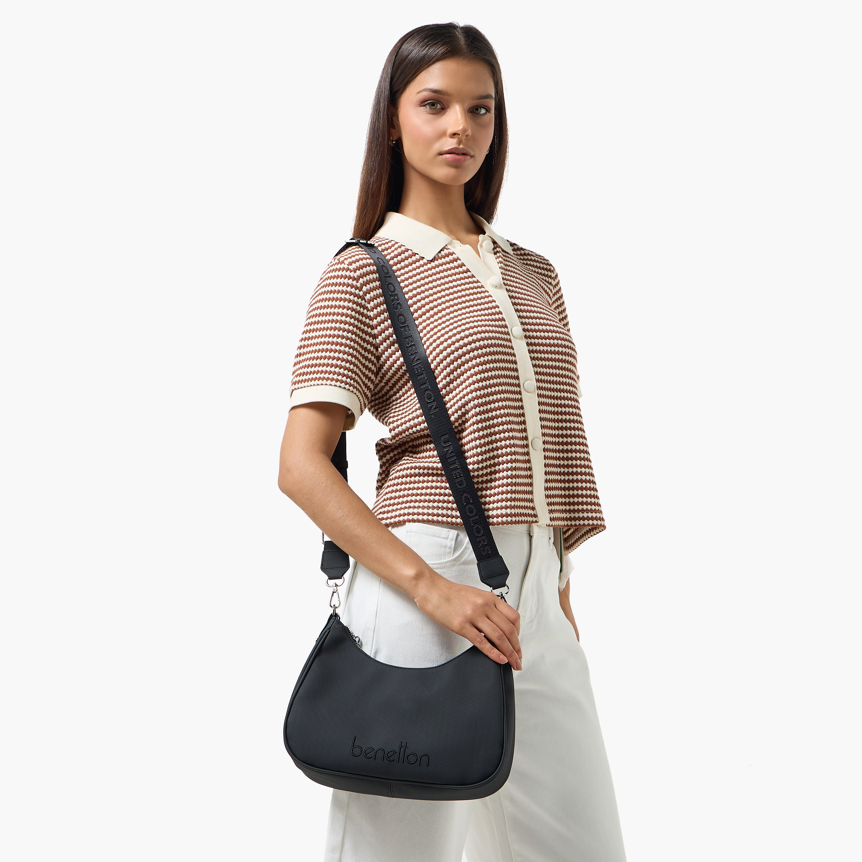United Colors of Benetton Solid Shoulder Bag with Zip Closure-women-bagsandwallets-handbags-image-2