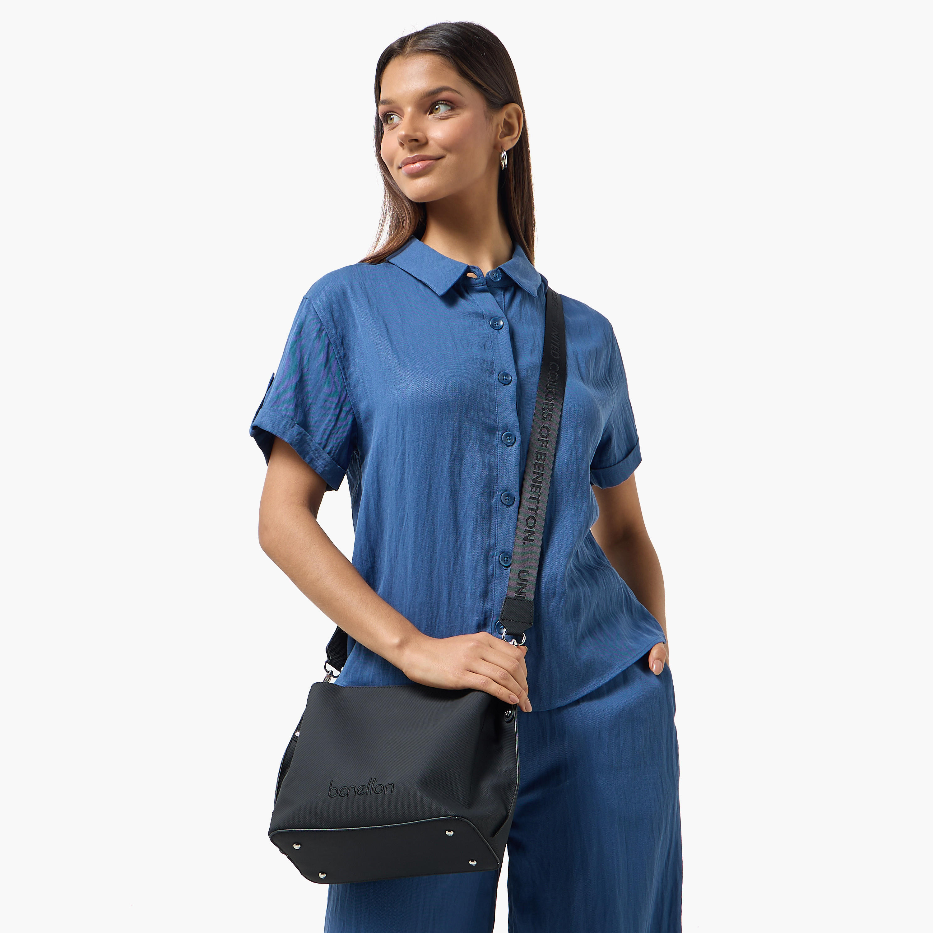 United Colors of Benetton Textured Crossbody Bag with Zip Closure-women-bagsandwallets-handbags-image-2