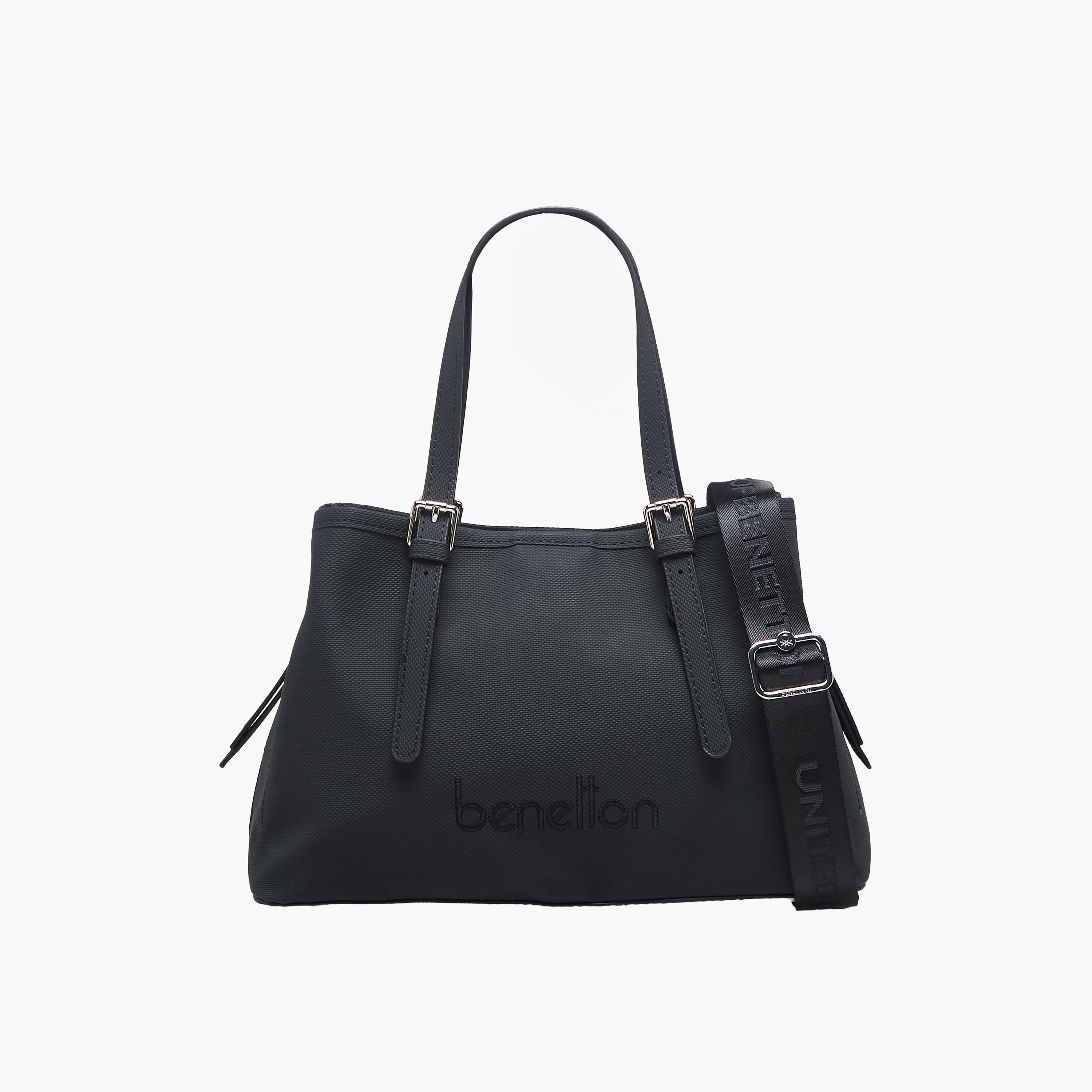 United Colors of Benetton Textured Tote Bag with Zip Closure-women-bagsandwallets-handbags-image-1