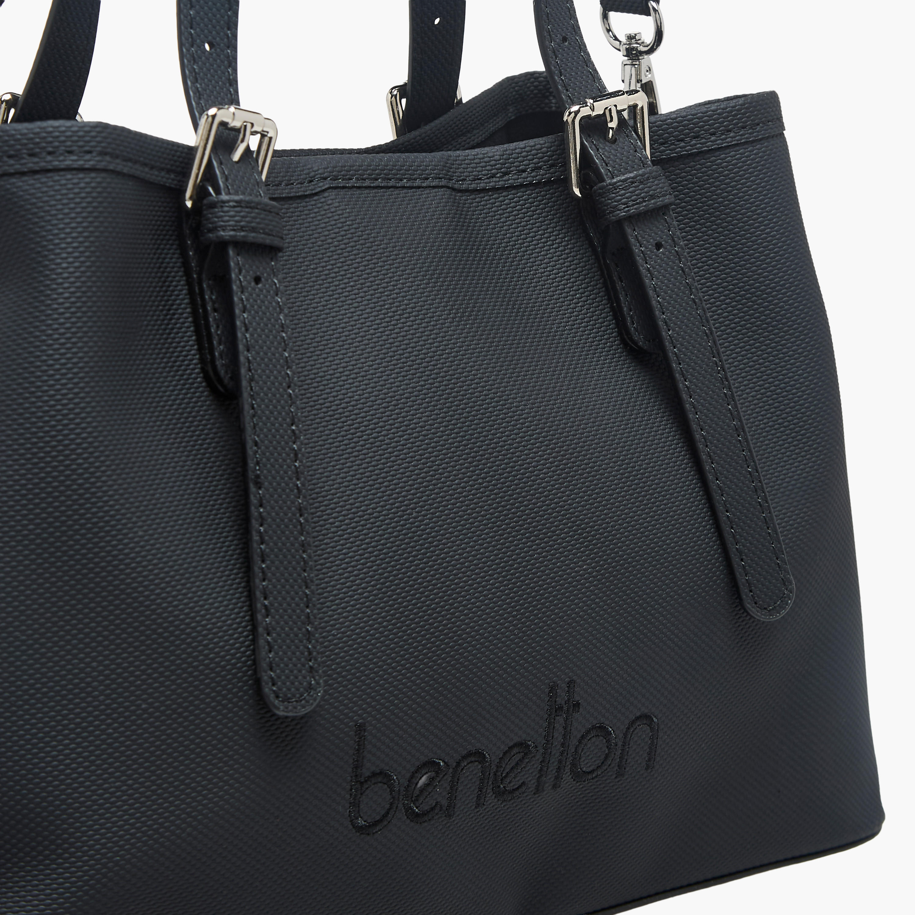 United Colors of Benetton Textured Tote Bag with Zip Closure-women-bagsandwallets-handbags-image-5