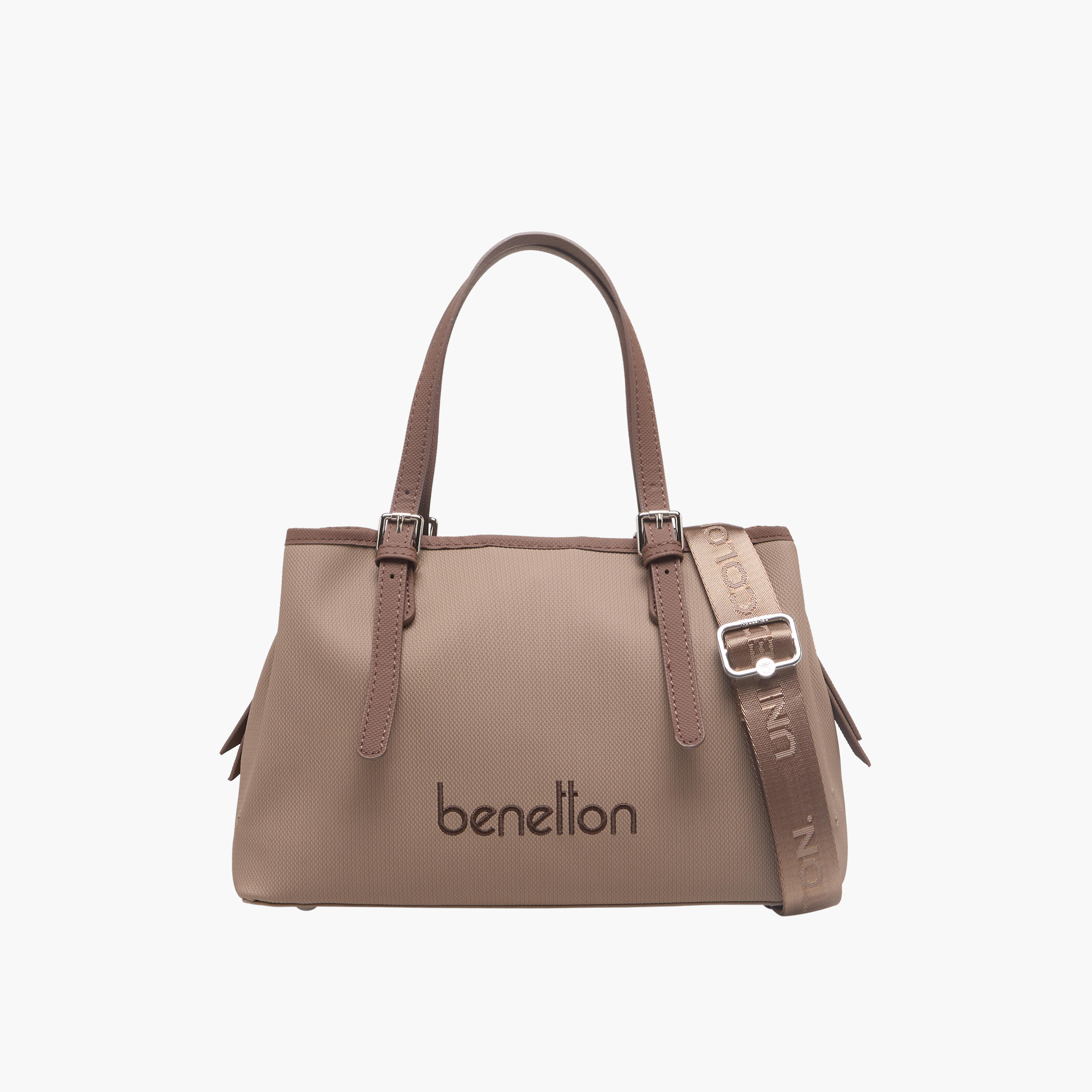 United Colors of Benetton Textured Tote Bag with Zip Closure-women-bagsandwallets-handbags-image-1