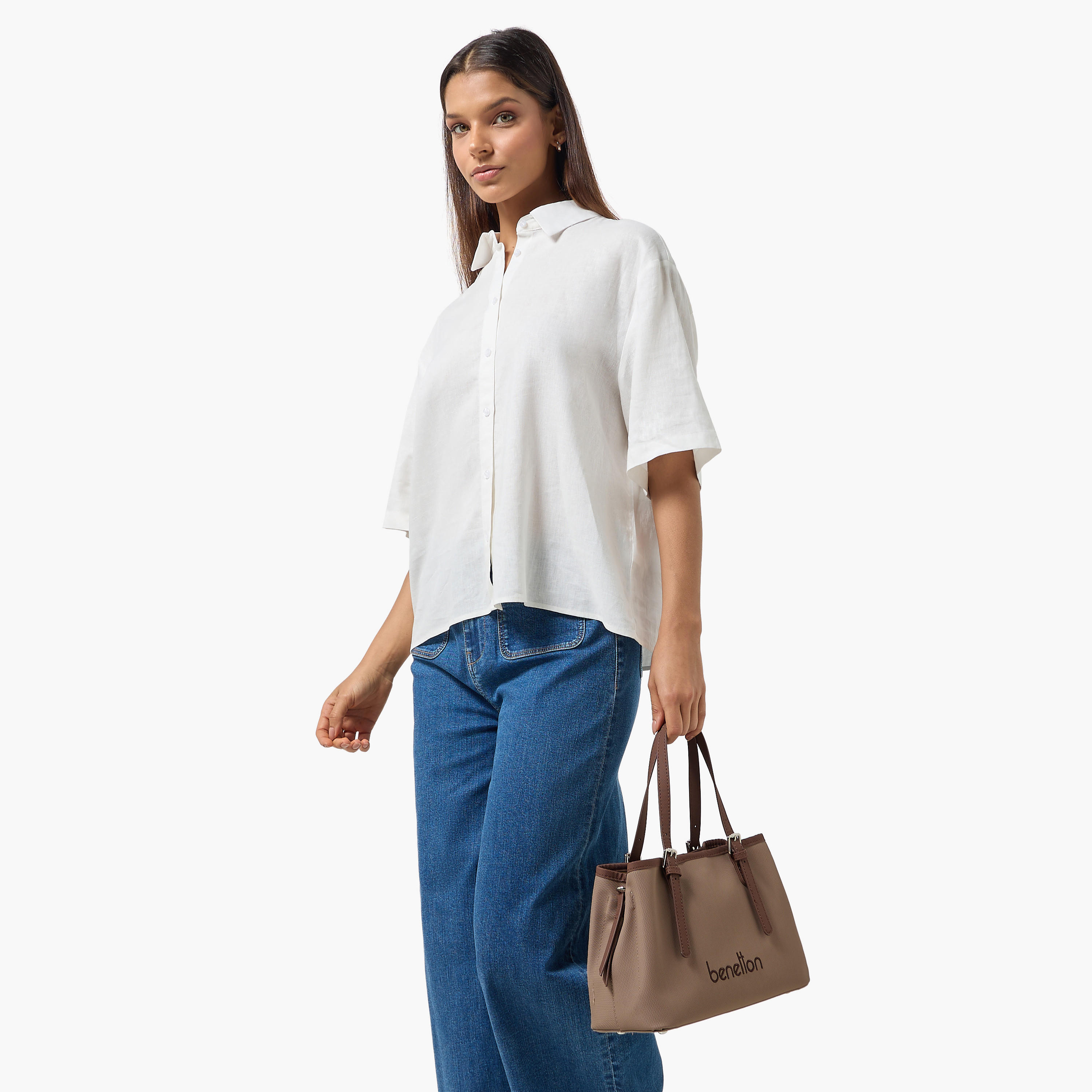 United Colors of Benetton Textured Tote Bag with Zip Closure-women-bagsandwallets-handbags-image-2