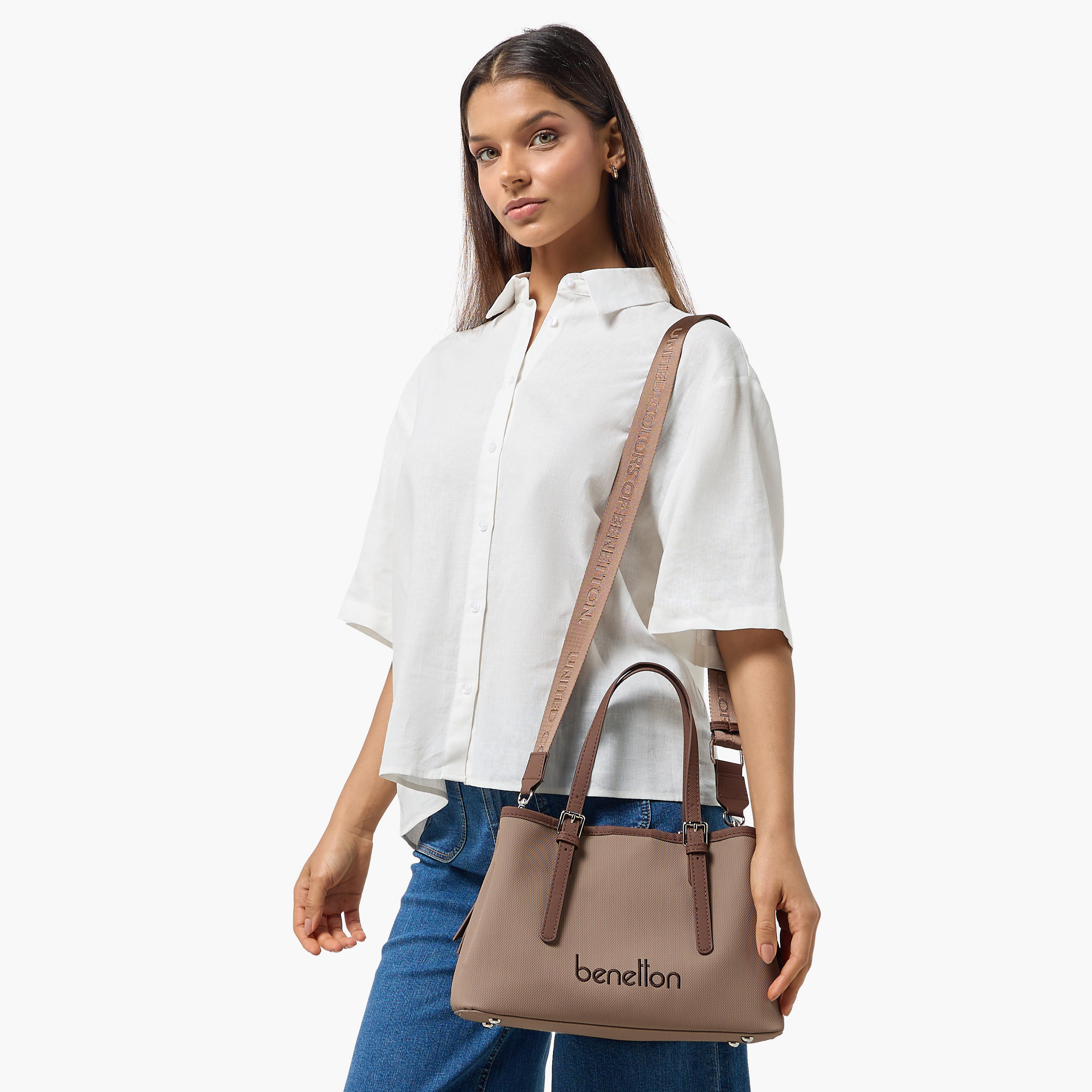 United Colors of Benetton Textured Tote Bag with Zip Closure-women-bagsandwallets-handbags-image-8