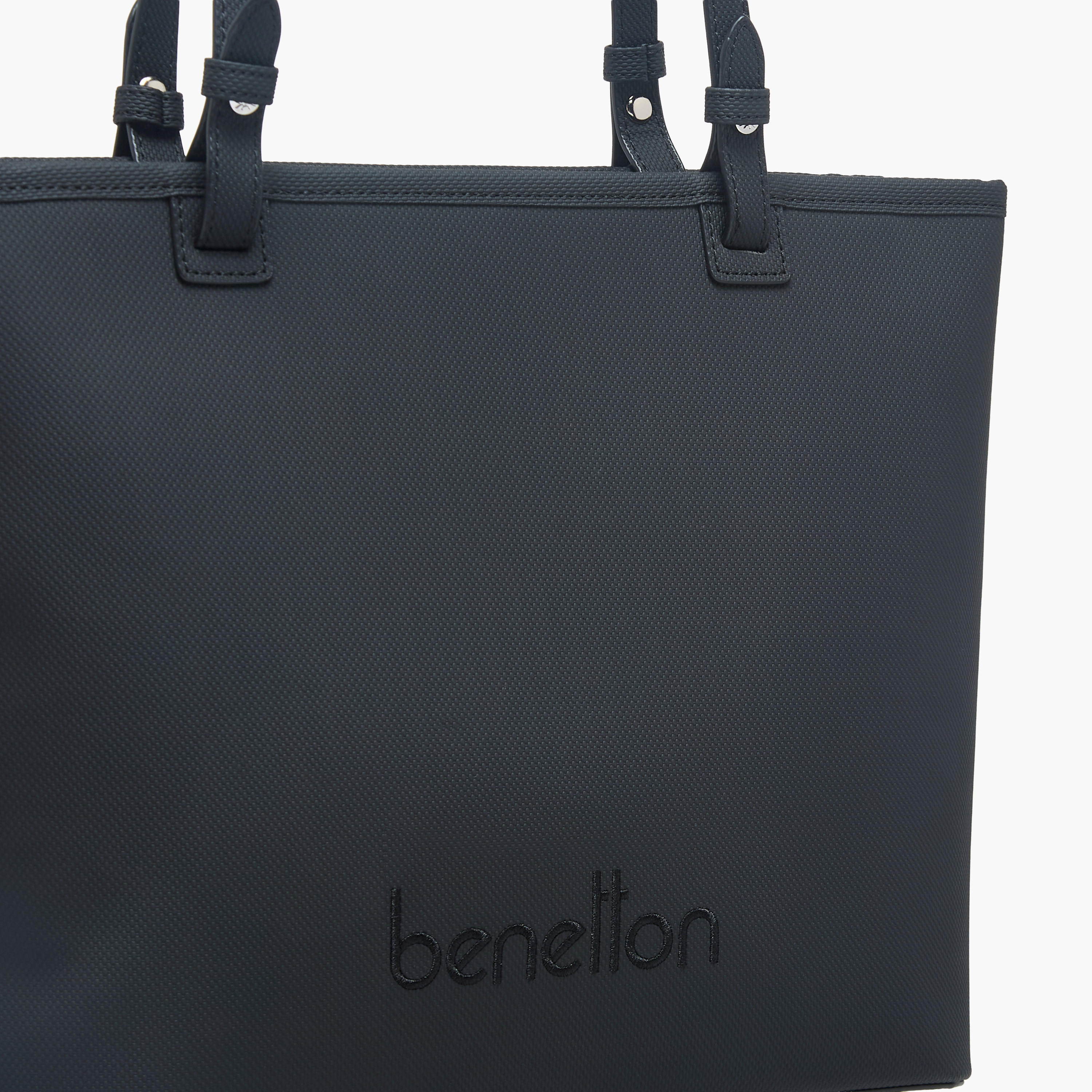 United Colors of Benetton Solid Tote Bag with Zip Closure-women-bagsandwallets-handbags-image-5