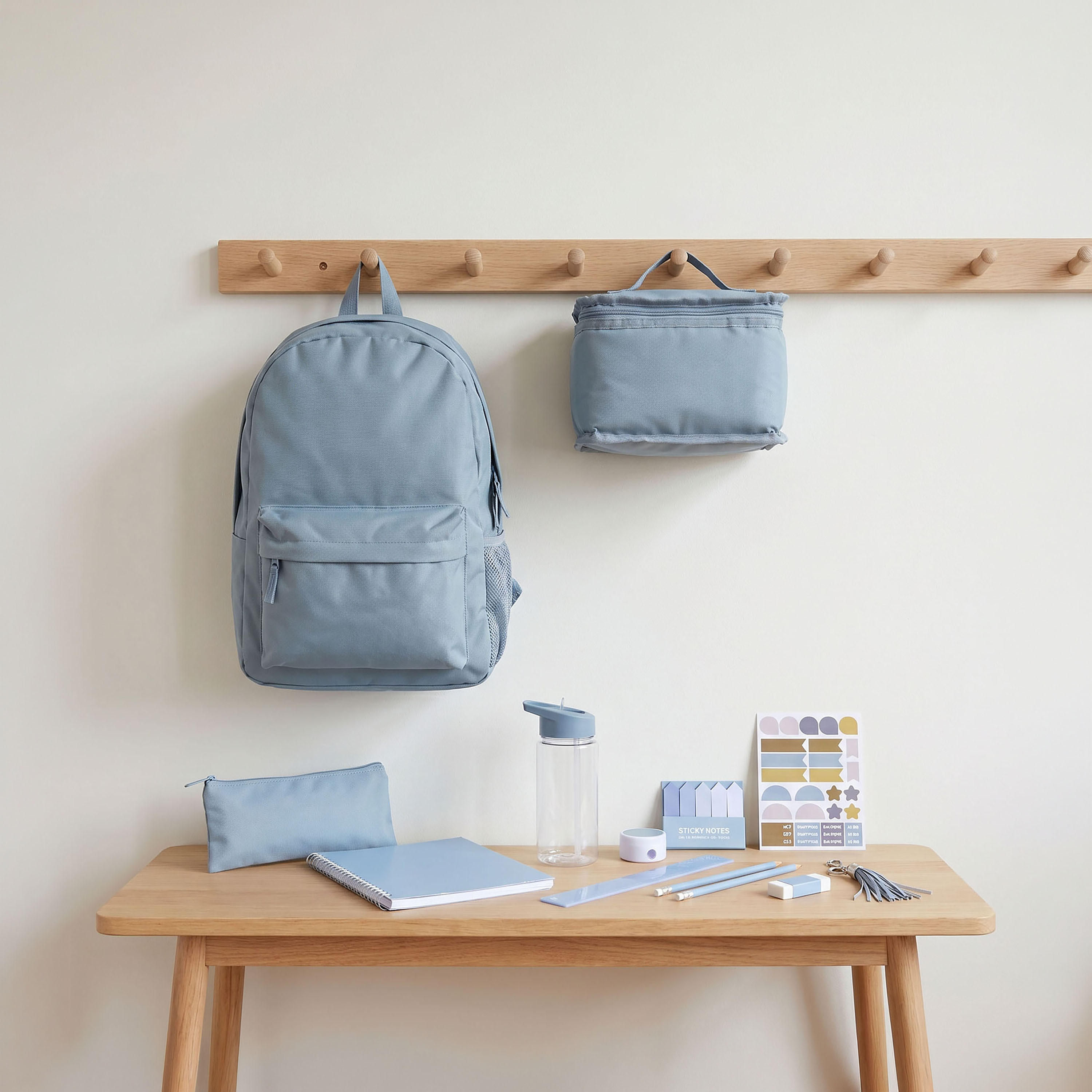 Solid 12-Piece Backpack School Bag Set for Boys 5-8 Years with Pencil Pouch and Bottle-school-bagsandbackpacks-backpacks-image-1