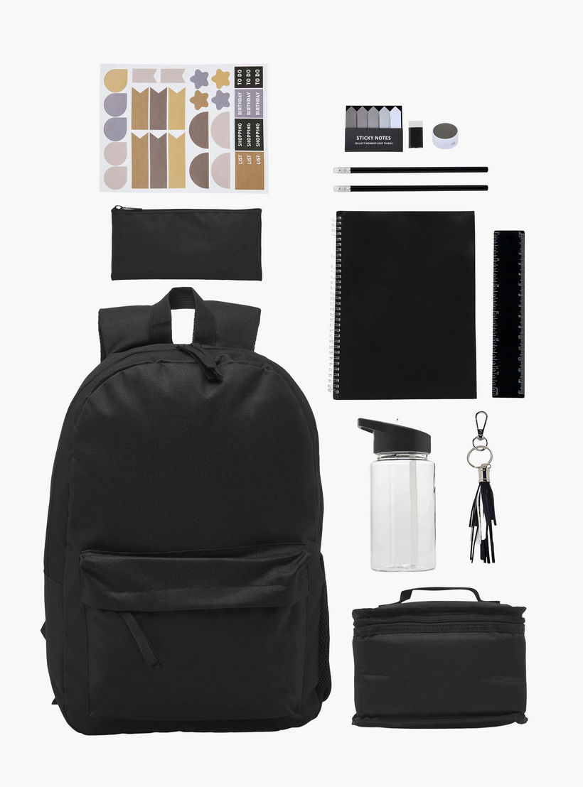 Solid 12-Piece School Backpack Set for Boys 5-8 Years with Lunch Bag and Stationery Set-school-bagsandbackpacks-backpacks-image-2