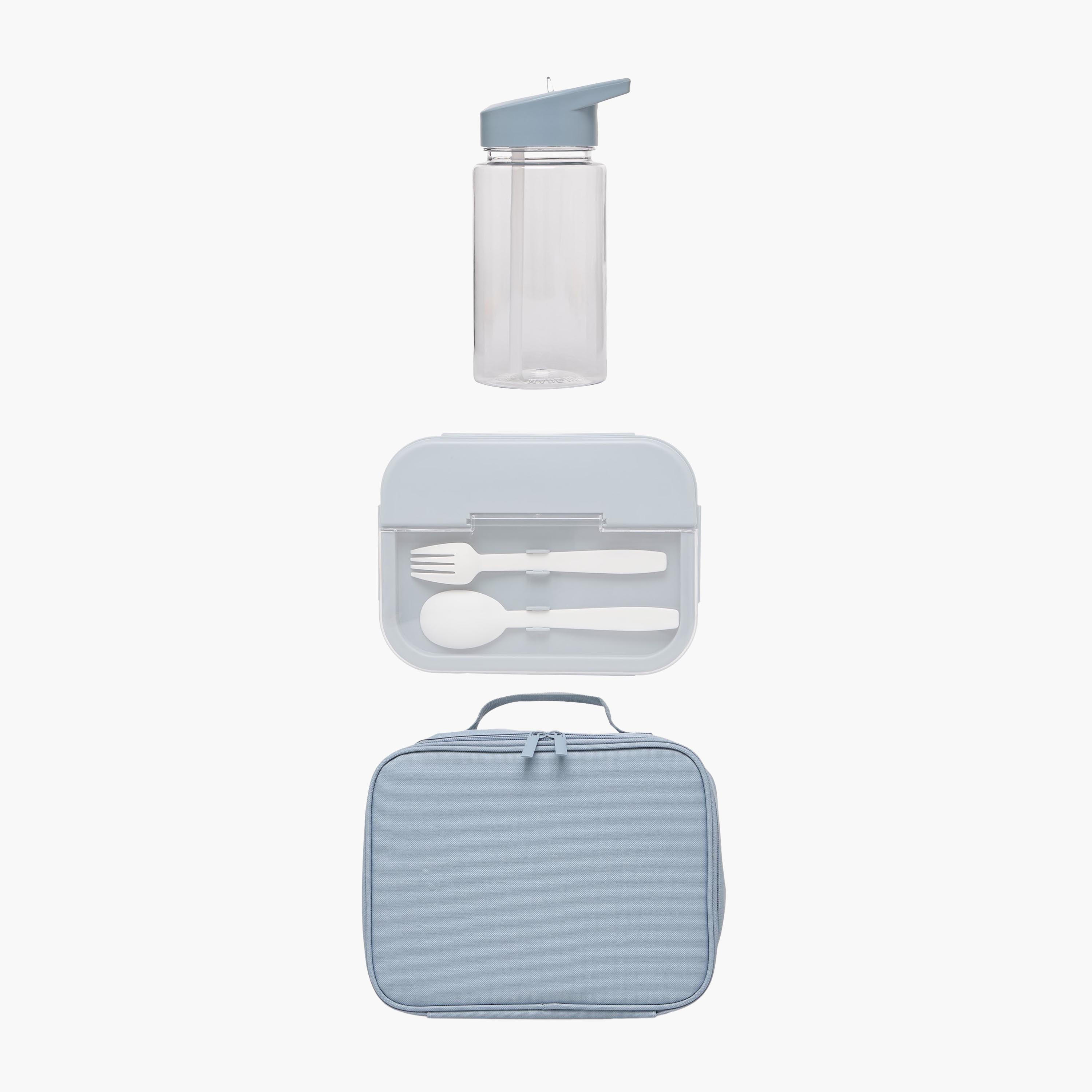 Solid 3-Piece Lunch Bag Set for Boys 5-8 Years with Lunch Box and Water Bottle - 1 L-school-lunchessentials-sets-image-1