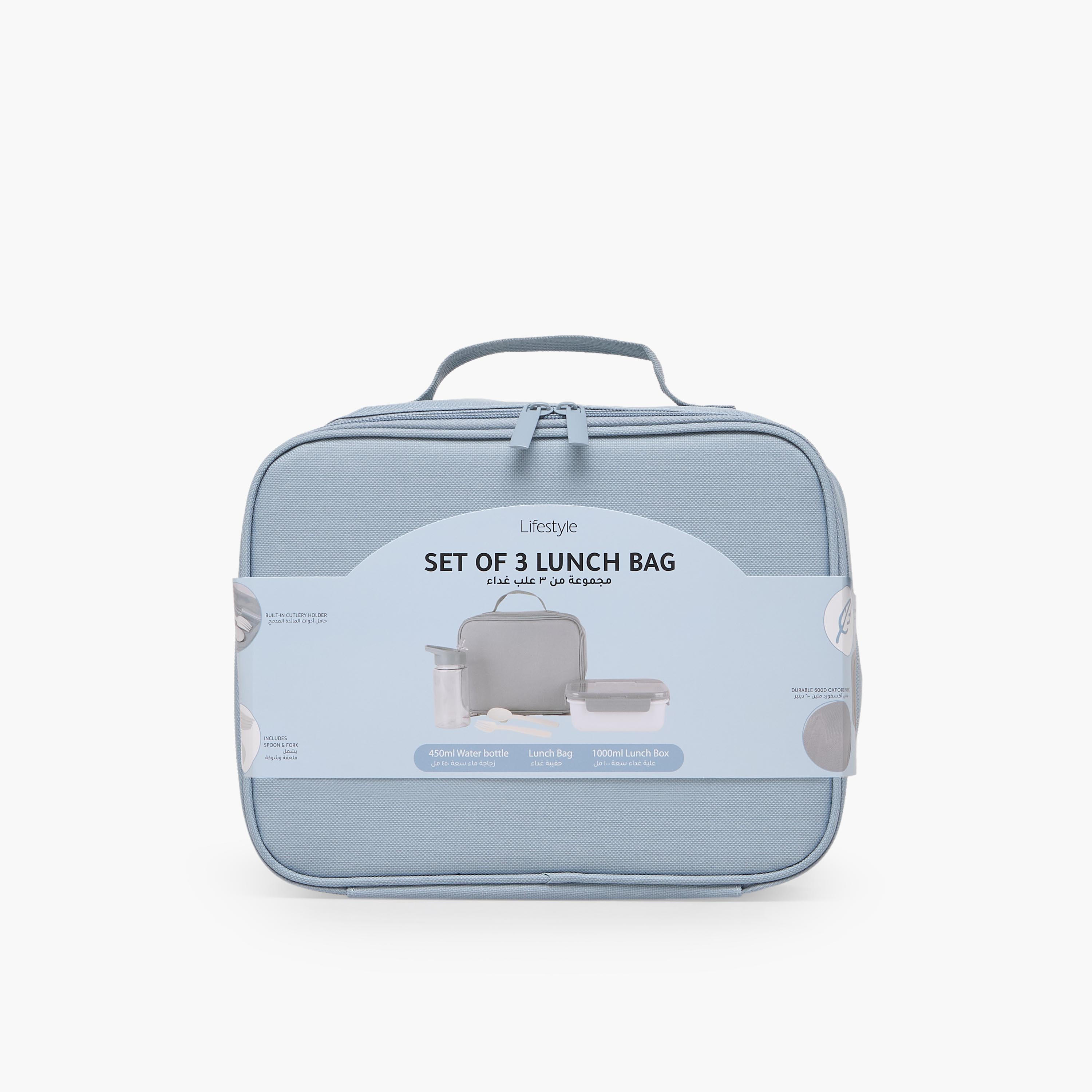 Solid 3-Piece Lunch Bag Set for Boys 5-8 Years with Lunch Box and Water Bottle - 1 L-school-lunchessentials-sets-image-11