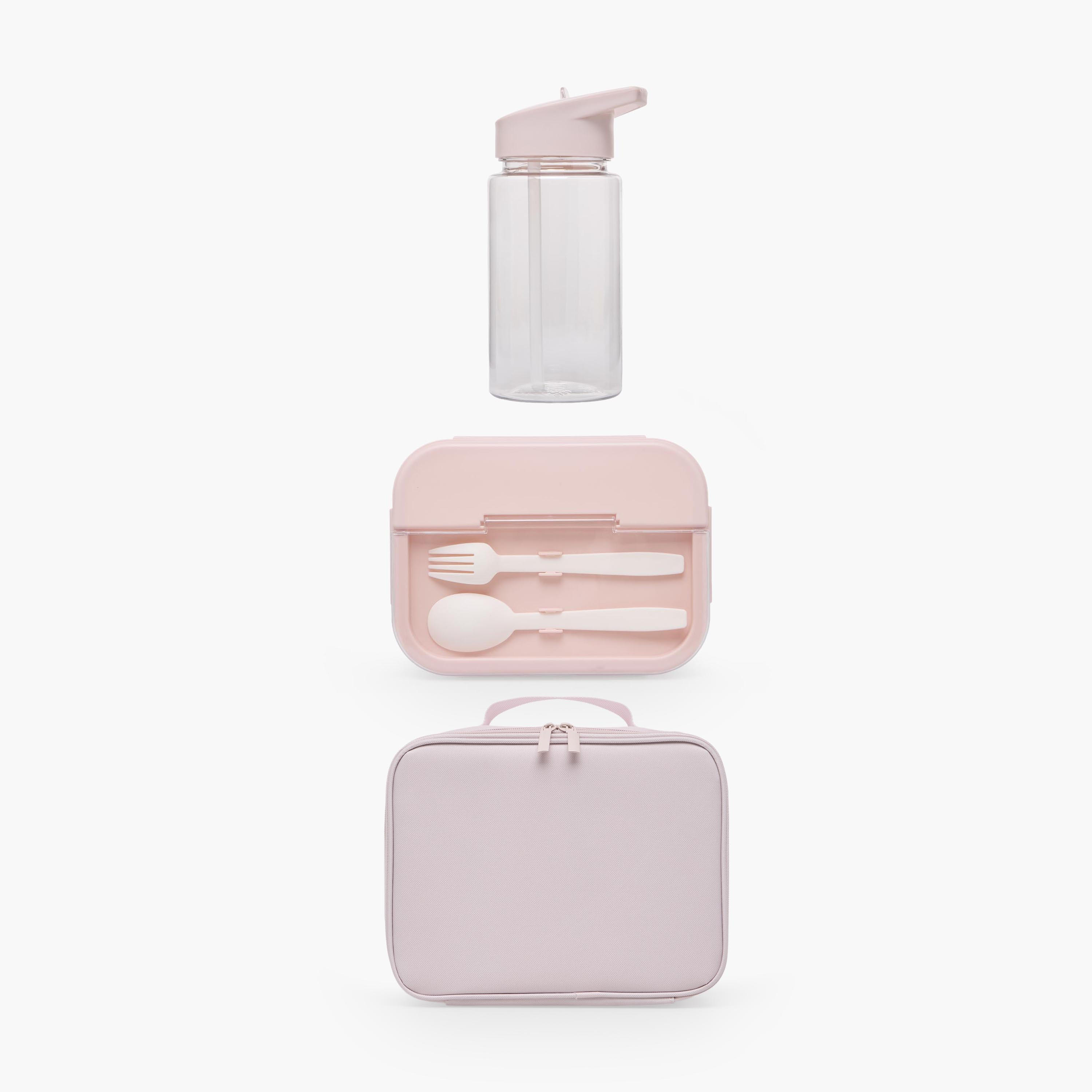 Solid 3-Piece Lunch Bag Set for Girls 5-8 Years with Lunch Box and Water Bottle - 1 L-school-lunchessentials-sets-image-1