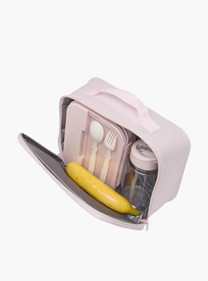 Solid 3-Piece Lunch Bag Set for Girls 5-8 Years with Lunch Box and Water Bottle - 1 L-school-lunchessentials-sets-image-9