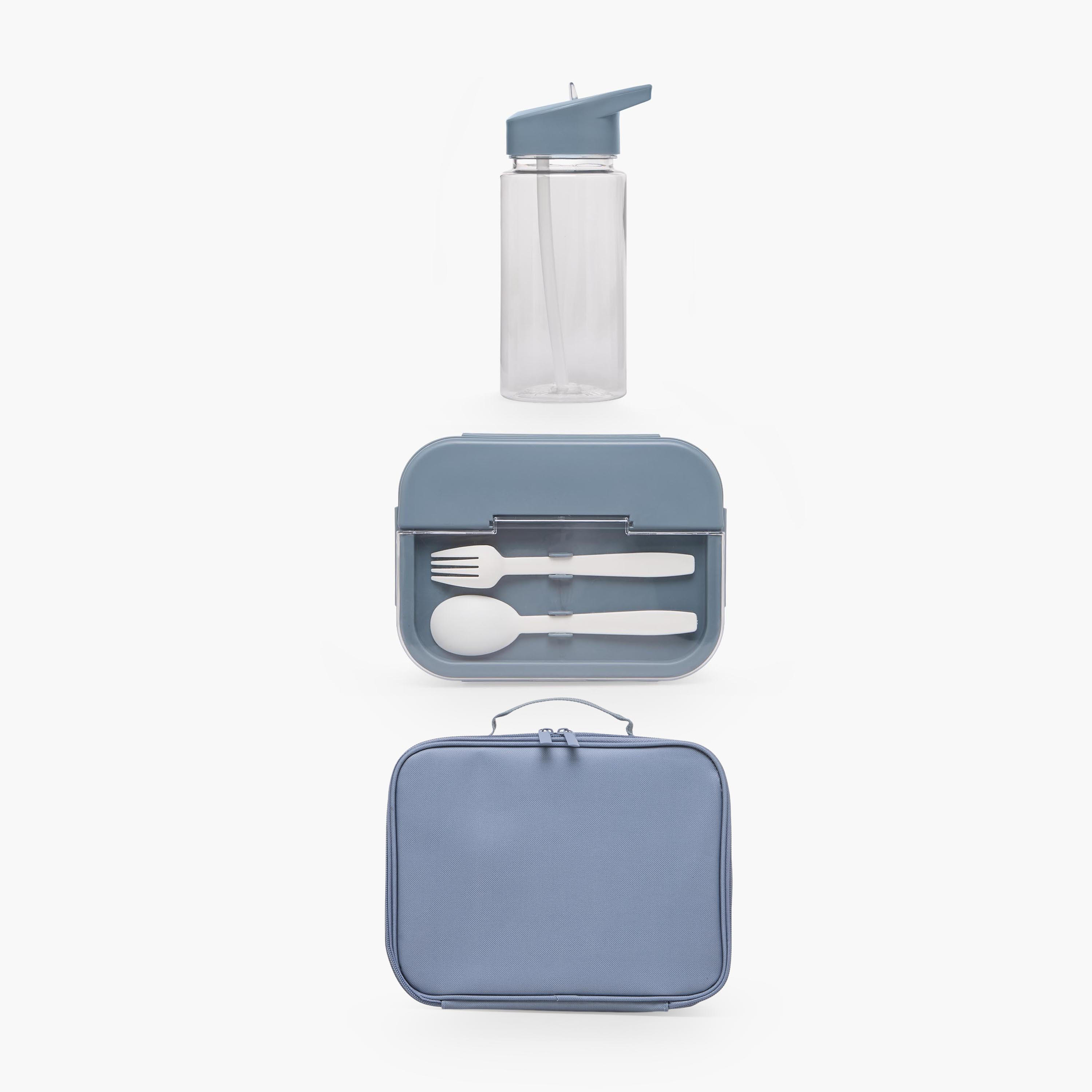 Solid 3-Piece Lunch Bag Set for Boys 5-8 Years with Lunch Box and Water Bottle - 1 L-school-lunchessentials-sets-image-1