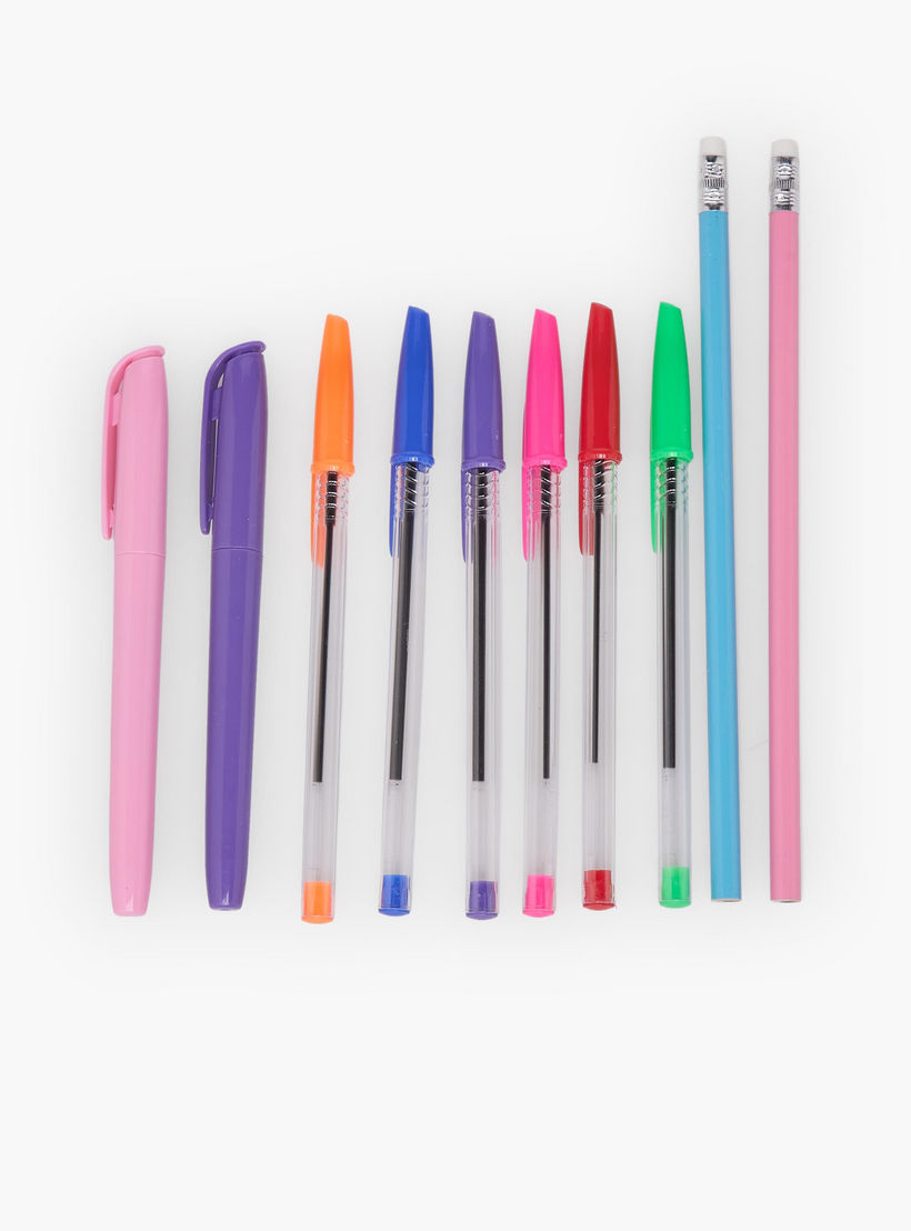 Findz Doughnut Print Stationery Set with Pencil Case, Pens and Ruler - 14-Piece-school-stationery-sets-image-3