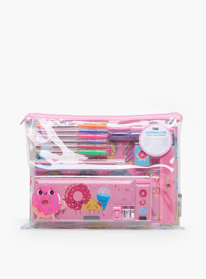 Findz Doughnut Print Stationery Set with Pencil Case, Pens and Ruler - 14-Piece-school-stationery-sets-image-5