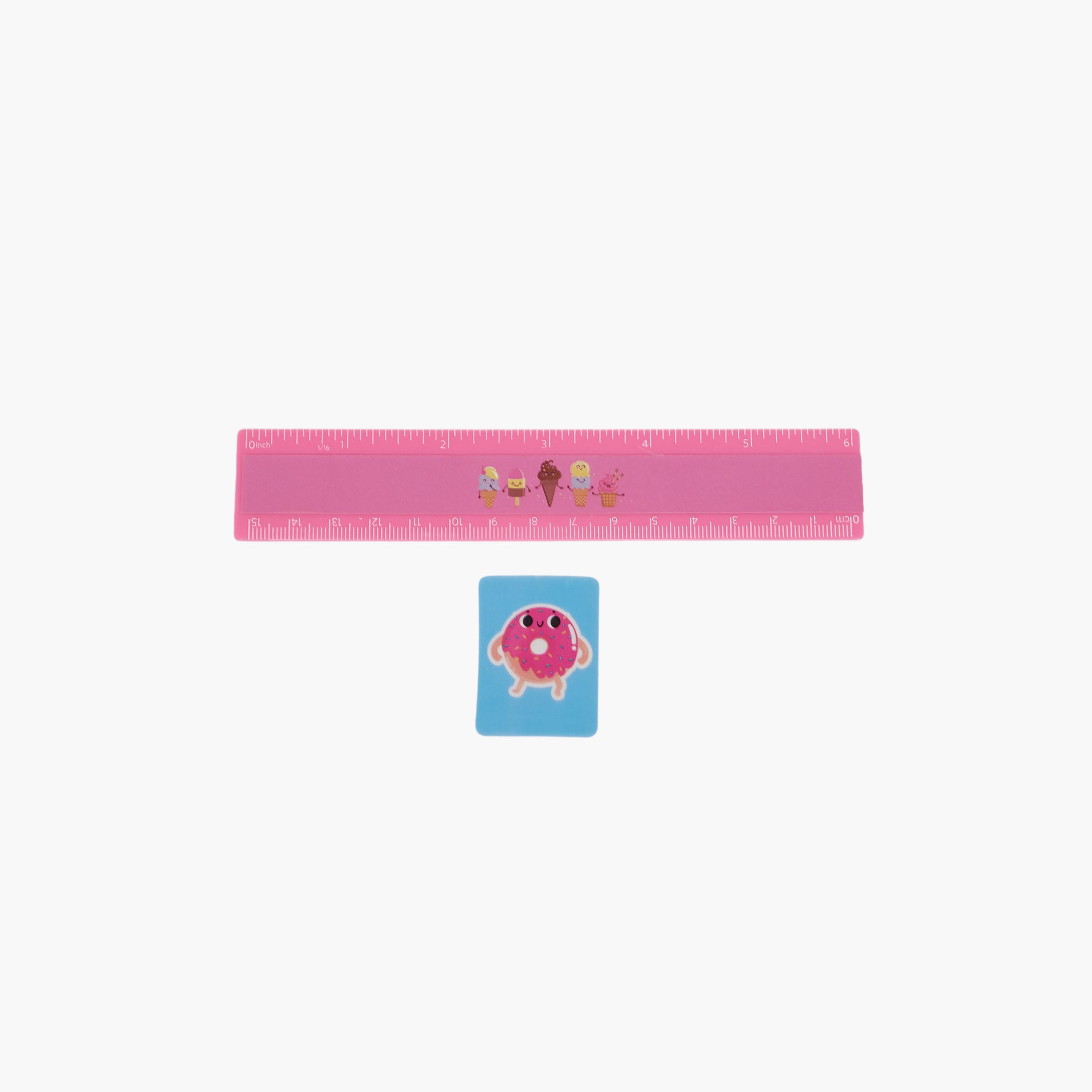 Findz Doughnut Print Stationery Set with Pencil Case, Pens and Ruler - 14-Piece-school-stationery-sets-image-6