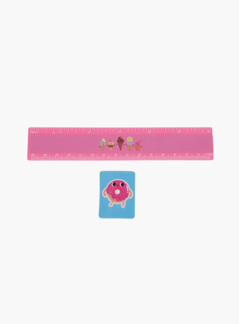 Findz Doughnut Print Stationery Set with Pencil Case, Pens and Ruler - 14-Piece-school-stationery-sets-image-6