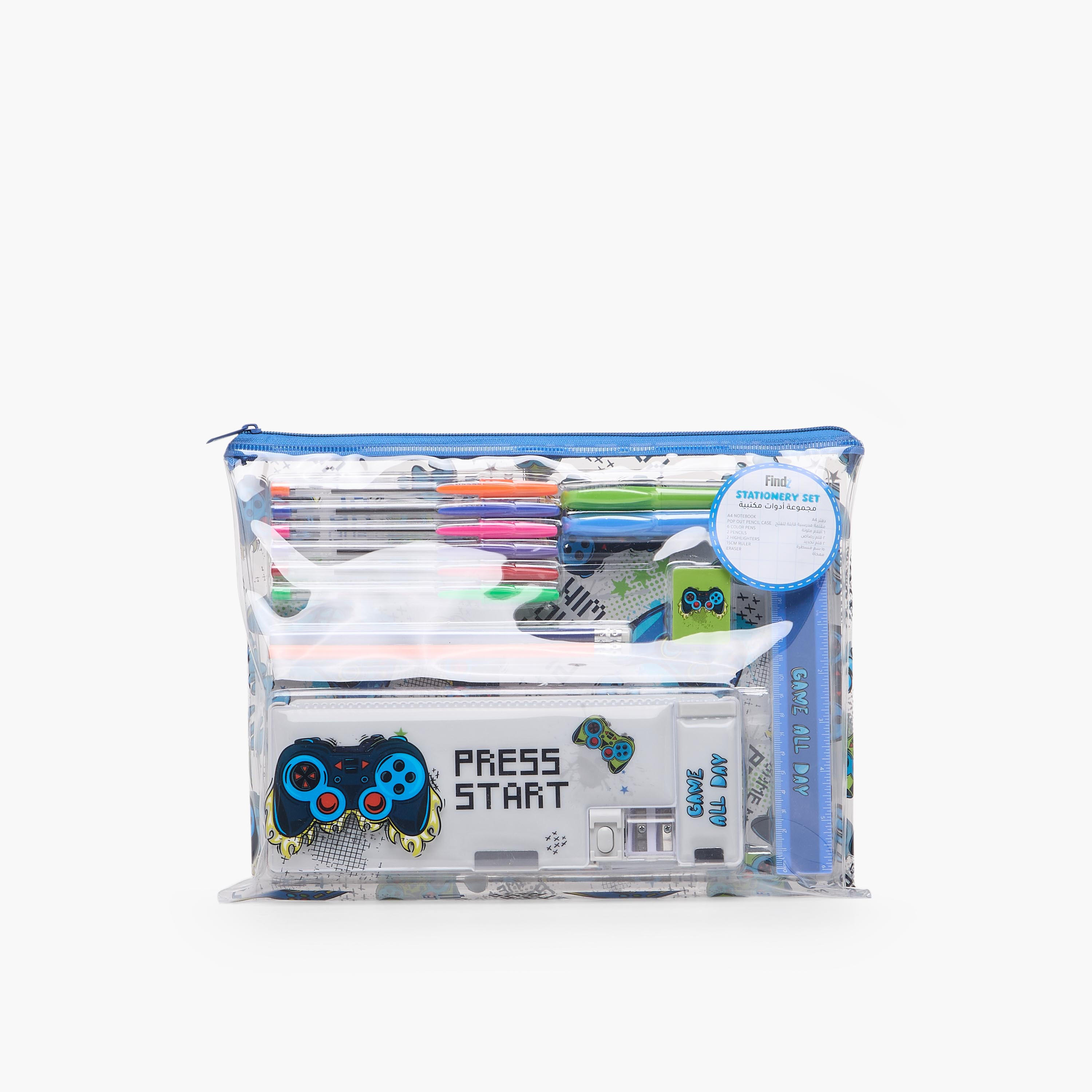 Findz Game Print Stationery Set with Pencil Case, Pens and Ruler - 14-Piece-school-stationery-sets-image-7
