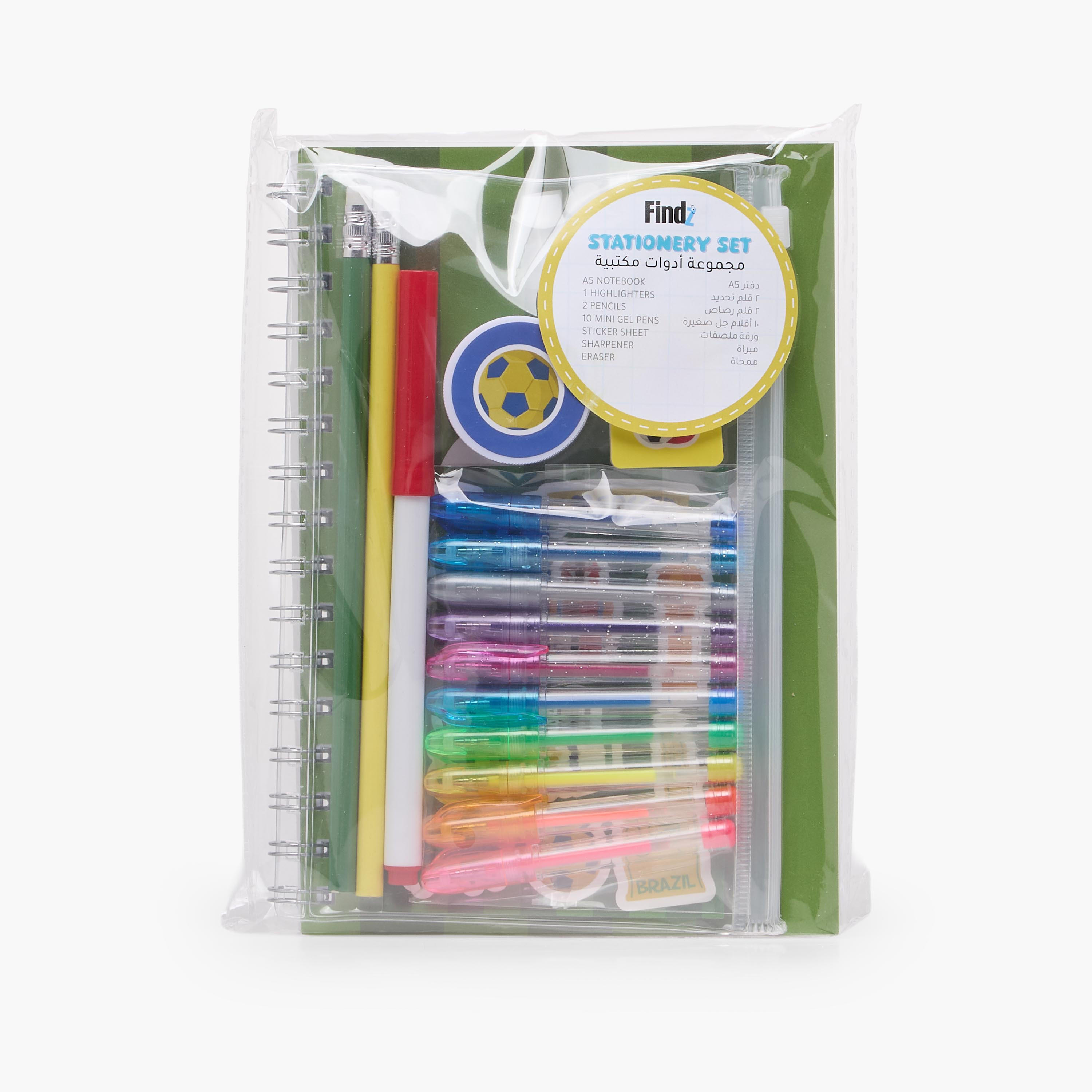 Findz Football Print Stationery Set with Notebook, Pens, Sticker Sheet and Eraser - 17-Piece-school-stationery-sets-image-10