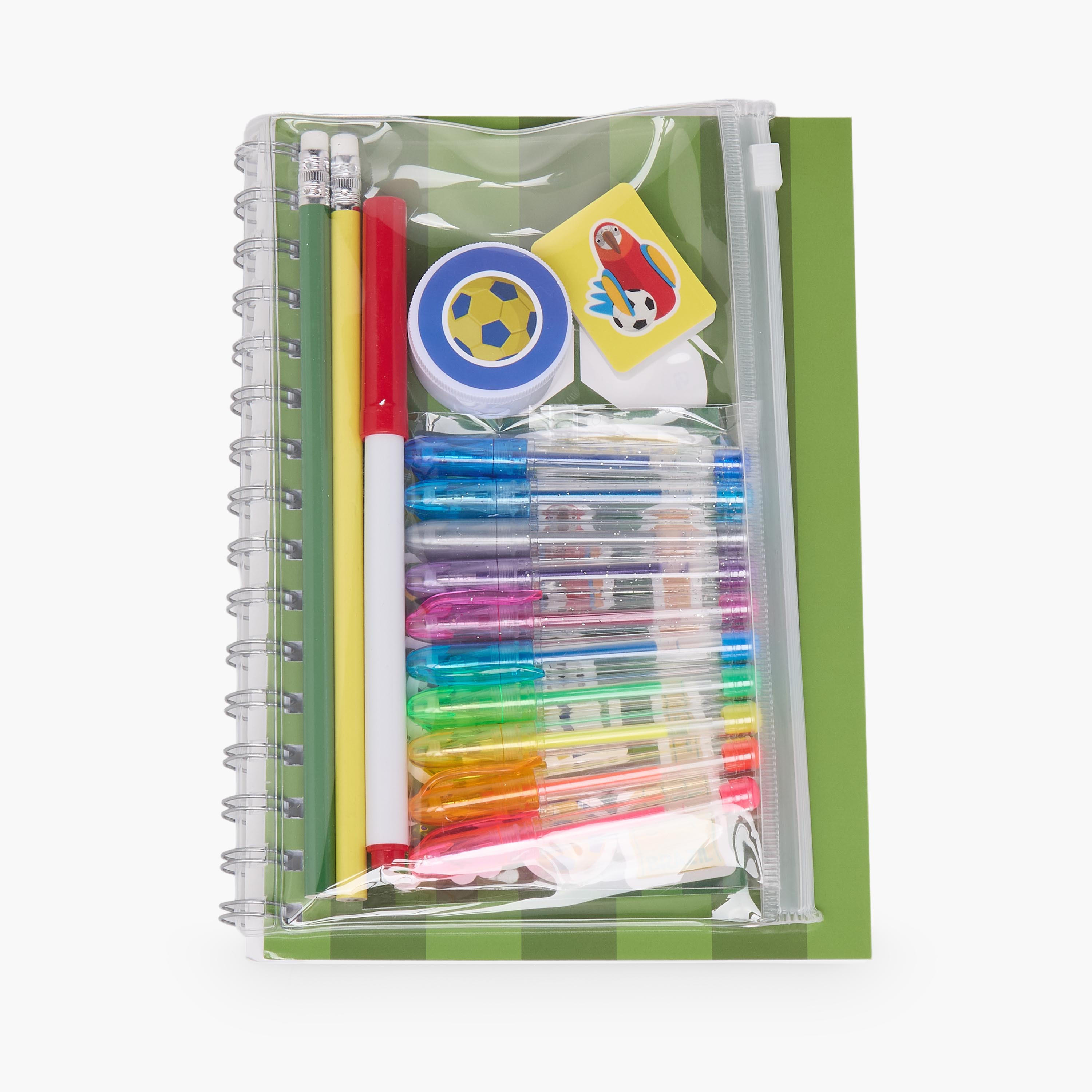 Findz Football Print Stationery Set with Notebook, Pens, Sticker Sheet and Eraser - 17-Piece-school-stationery-sets-image-5