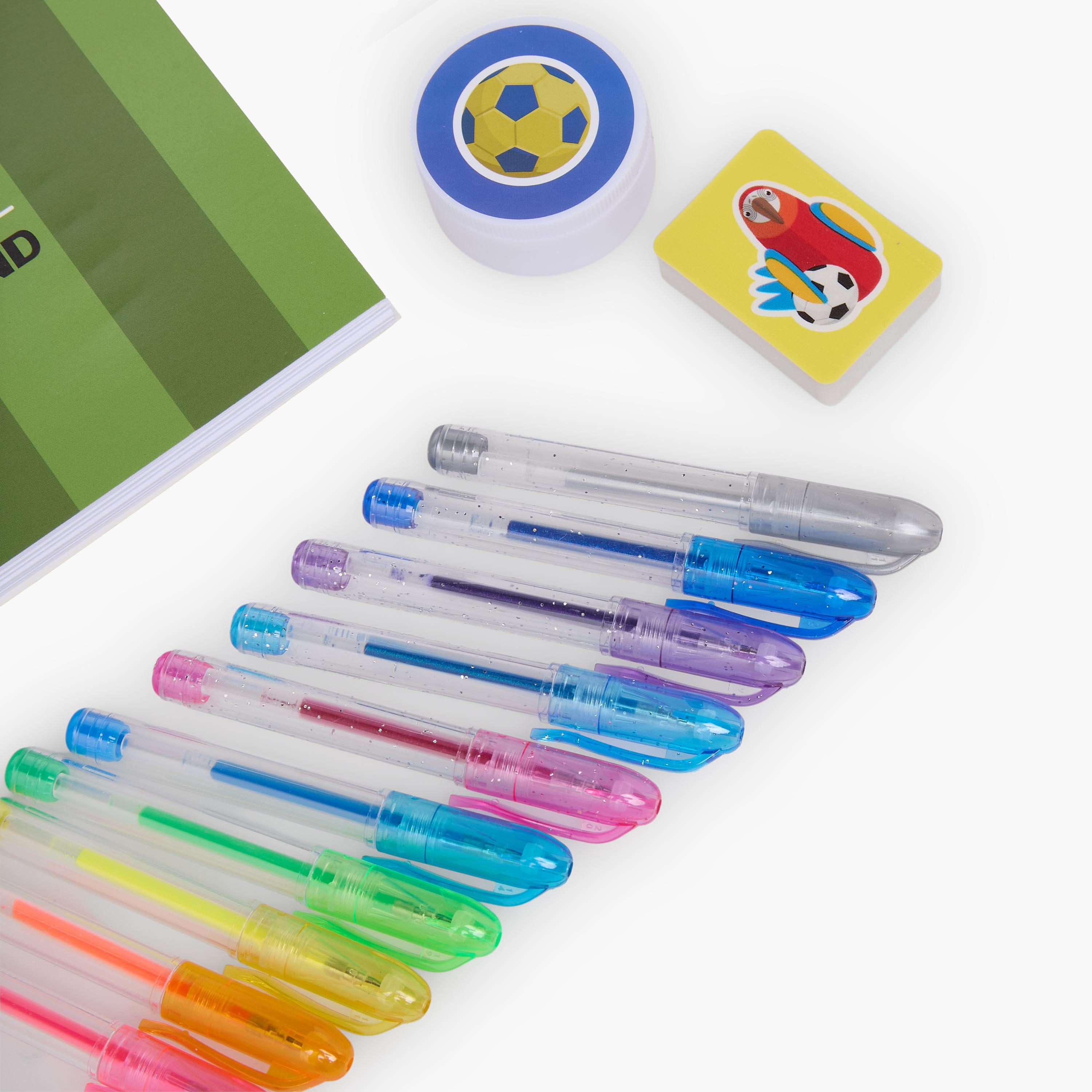 Findz Football Print Stationery Set with Notebook, Pens, Sticker Sheet and Eraser - 17-Piece-school-stationery-sets-image-7