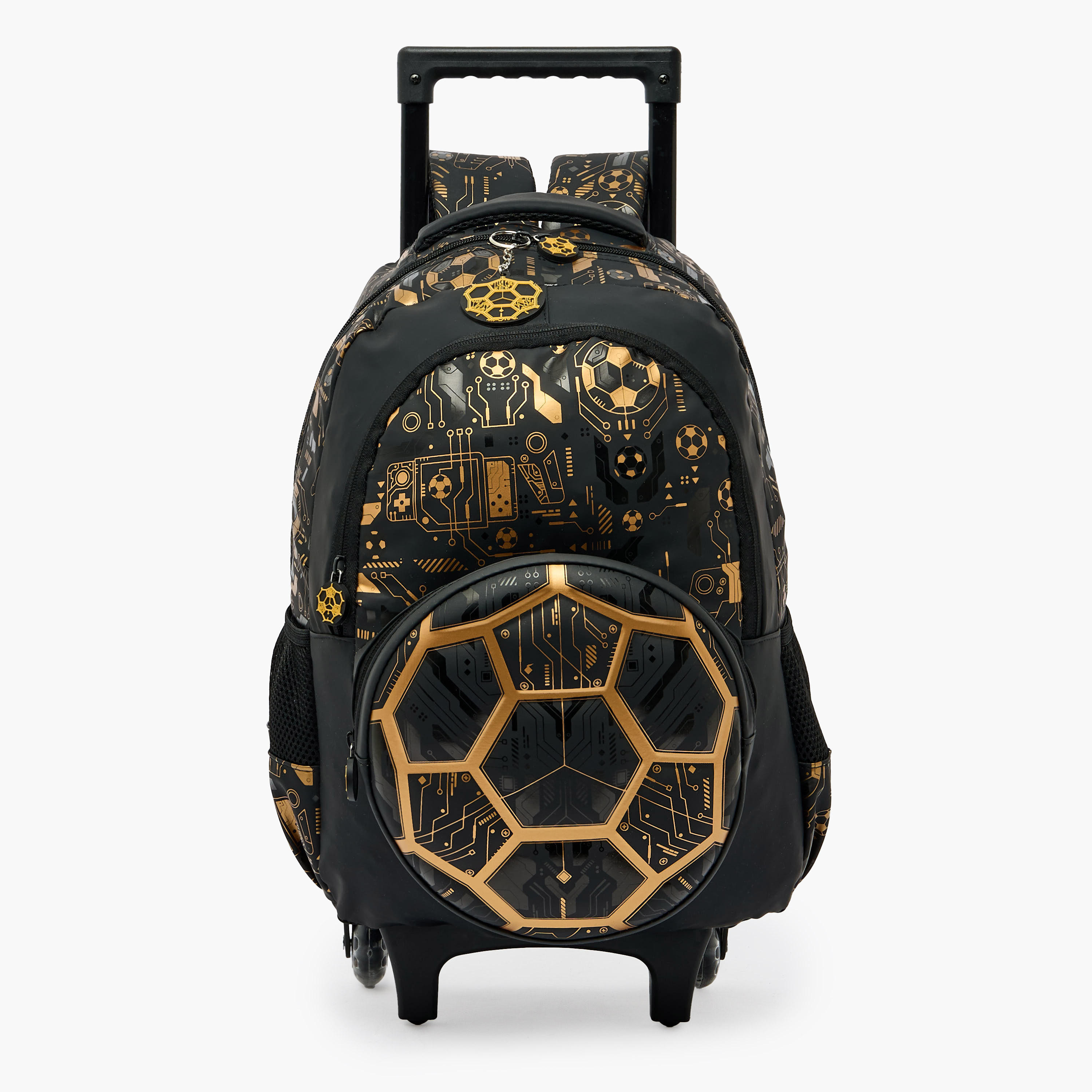 Football Print Trolley Backpack for Boys 8-13 Years with Zip Closure - 17 inches-school-bagsandbackpacks-trolleybags-image-1