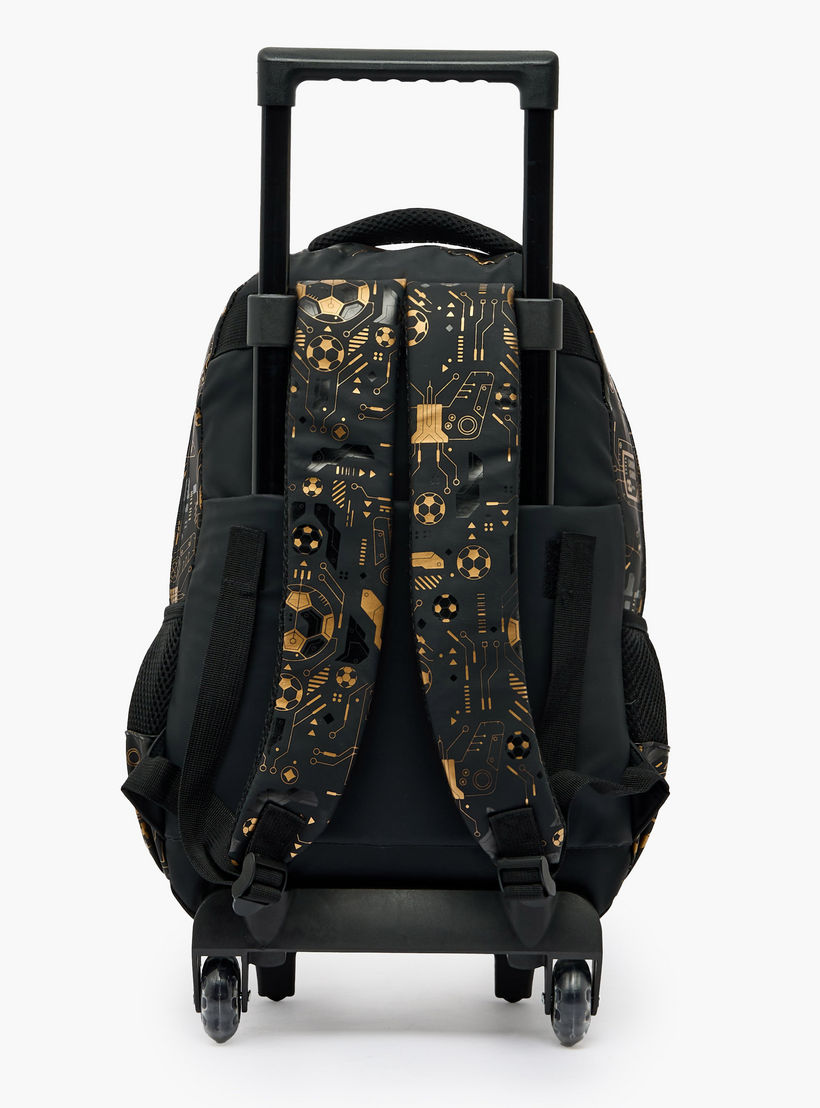 Football Print Trolley Backpack for Boys 8-13 Years with Zip Closure - 17 inches-school-bagsandbackpacks-trolleybags-image-10
