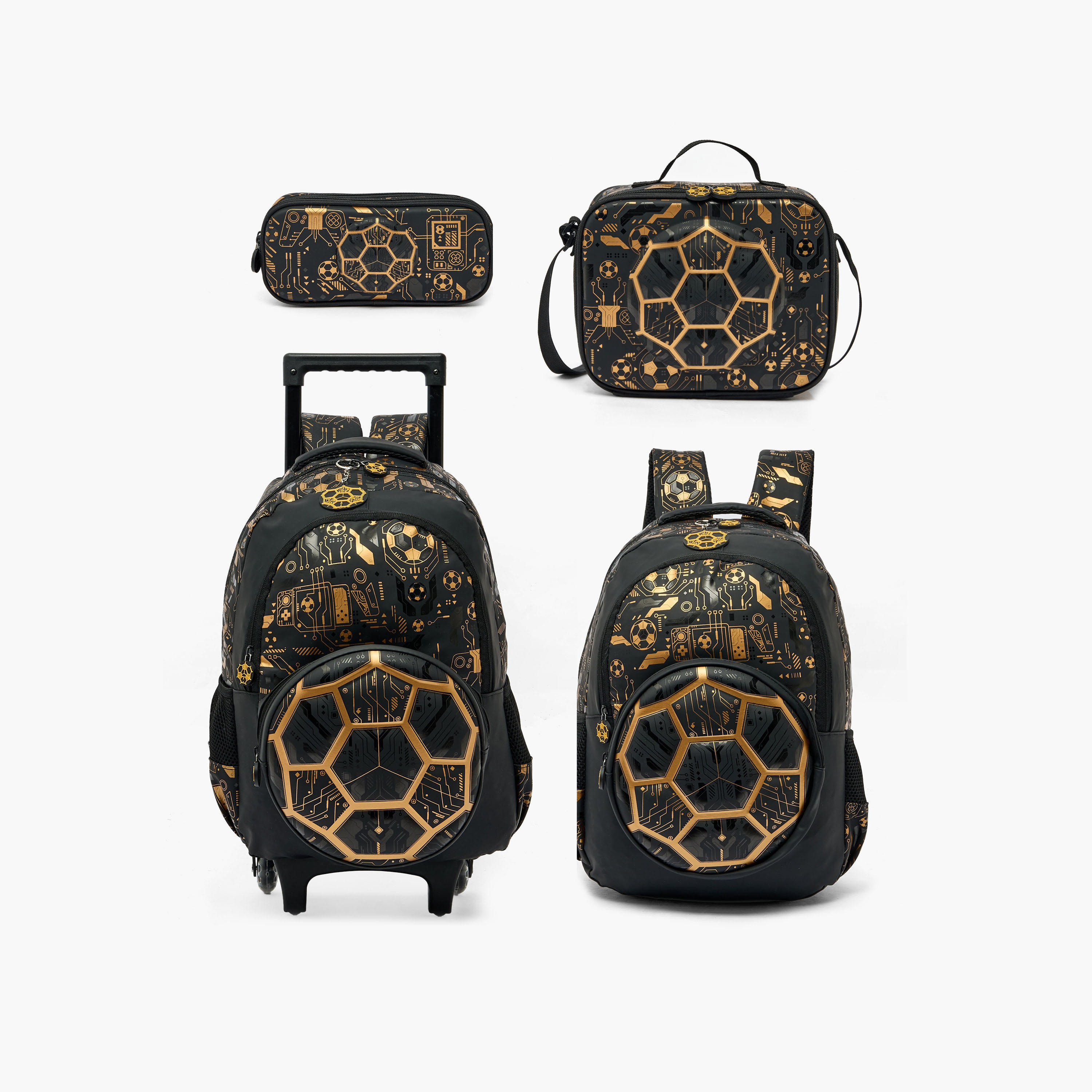Football Print Trolley Backpack for Boys 8-13 Years with Zip Closure - 17 inches-school-bagsandbackpacks-trolleybags-image-14