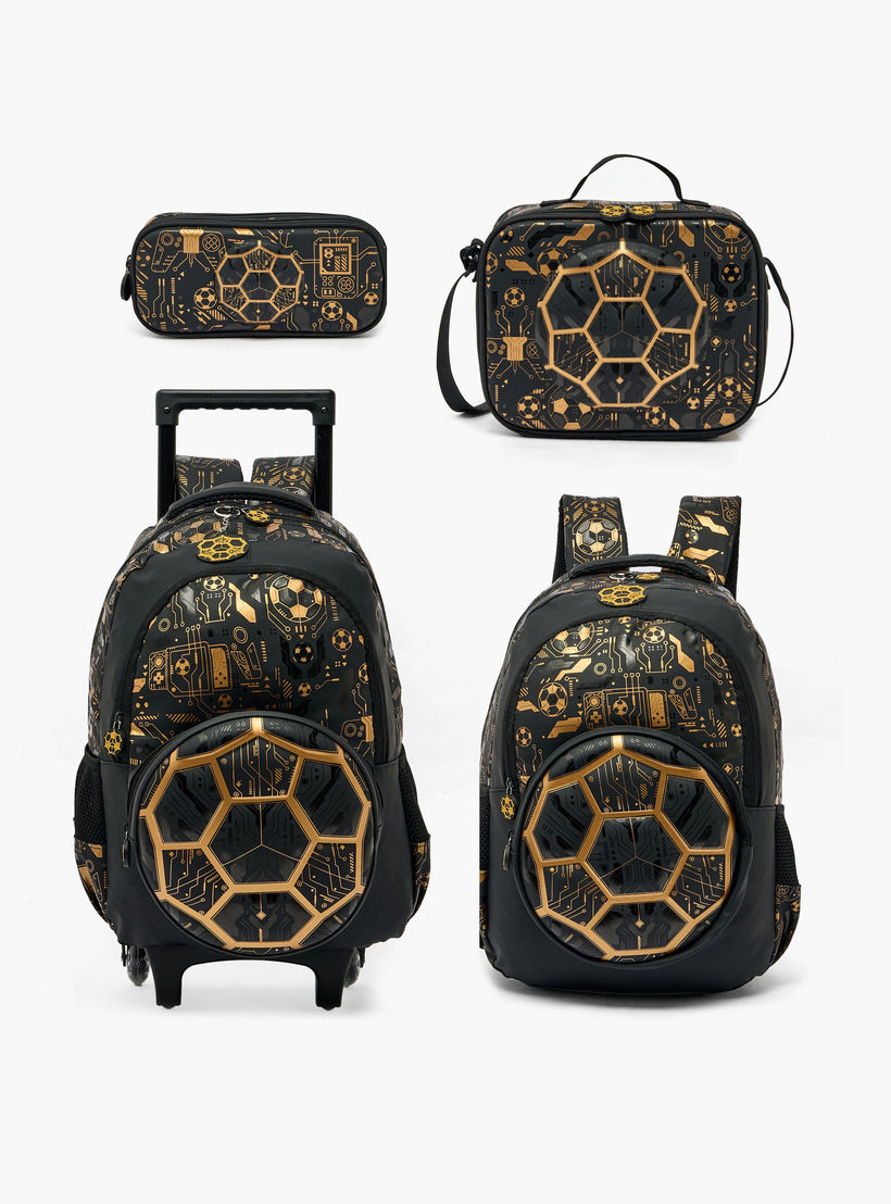 Football Print Trolley Backpack for Boys 8-13 Years with Zip Closure - 17 inches-school-bagsandbackpacks-trolleybags-image-14