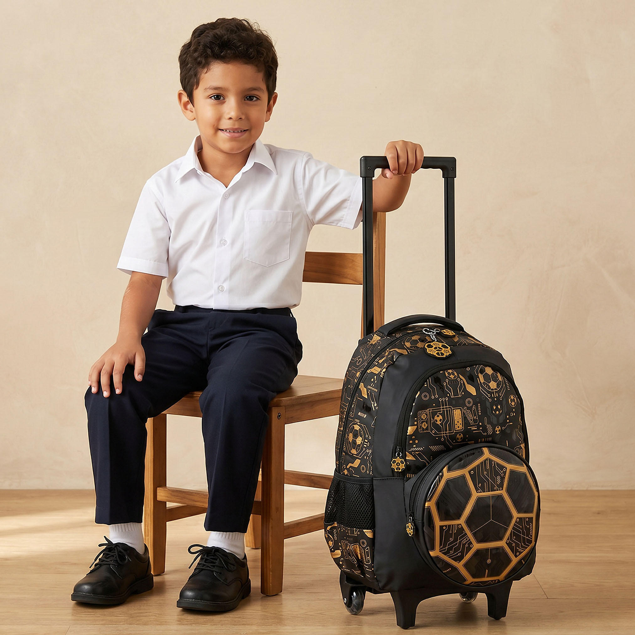 Football Print Trolley Backpack for Boys 8-13 Years with Zip Closure - 17 inches-school-bagsandbackpacks-trolleybags-image-3