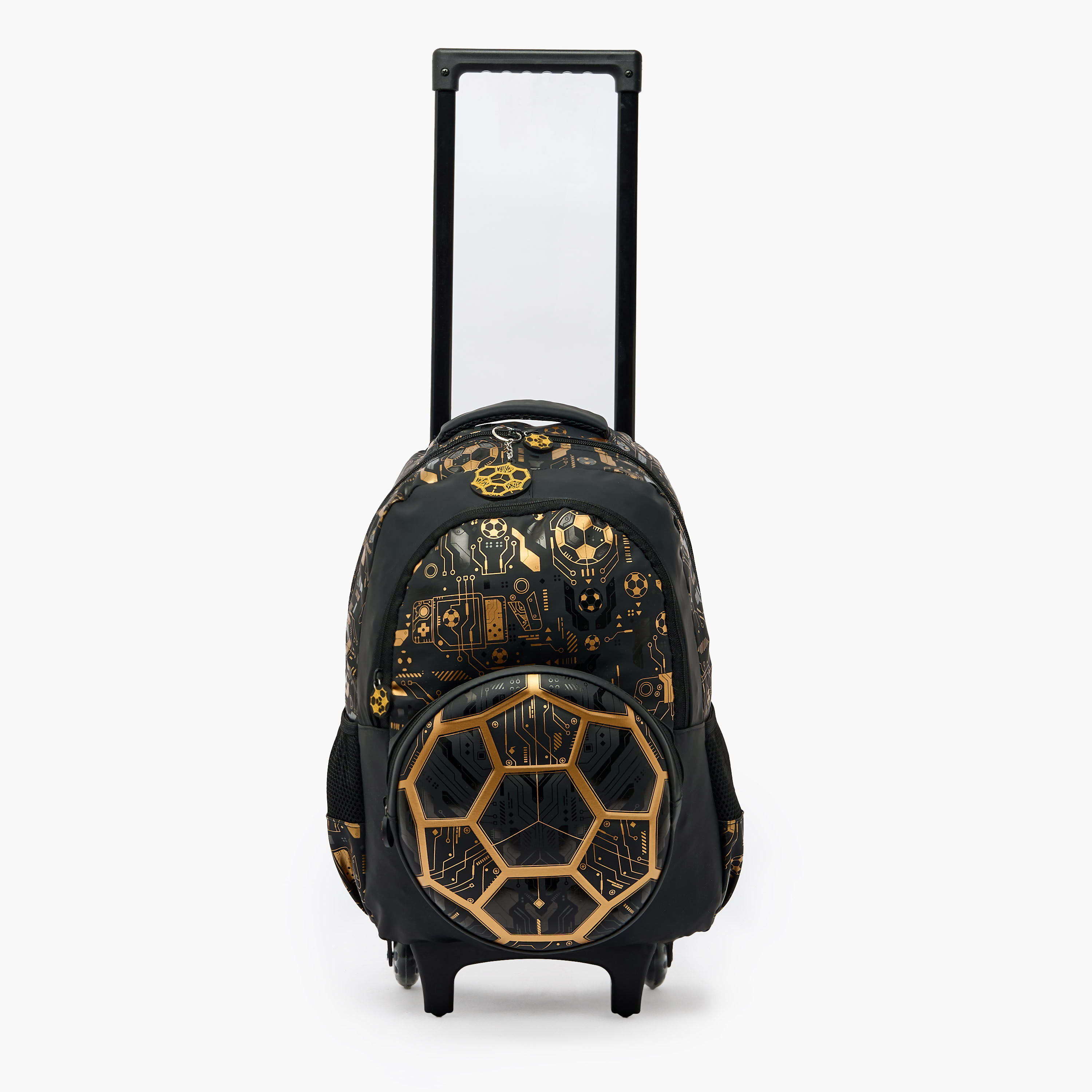 Football Print Trolley Backpack for Boys 8-13 Years with Zip Closure - 17 inches-school-bagsandbackpacks-trolleybags-image-4