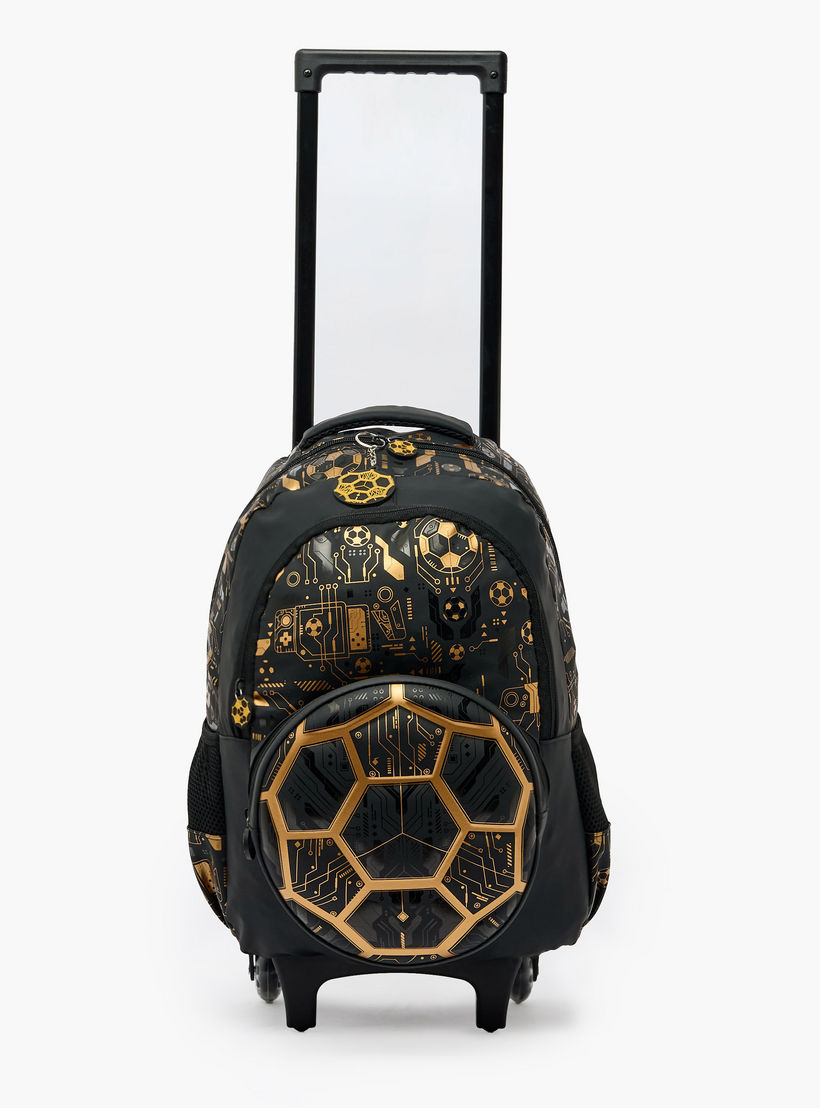 Football Print Trolley Backpack for Boys 8-13 Years with Zip Closure - 17 inches-school-bagsandbackpacks-trolleybags-image-4