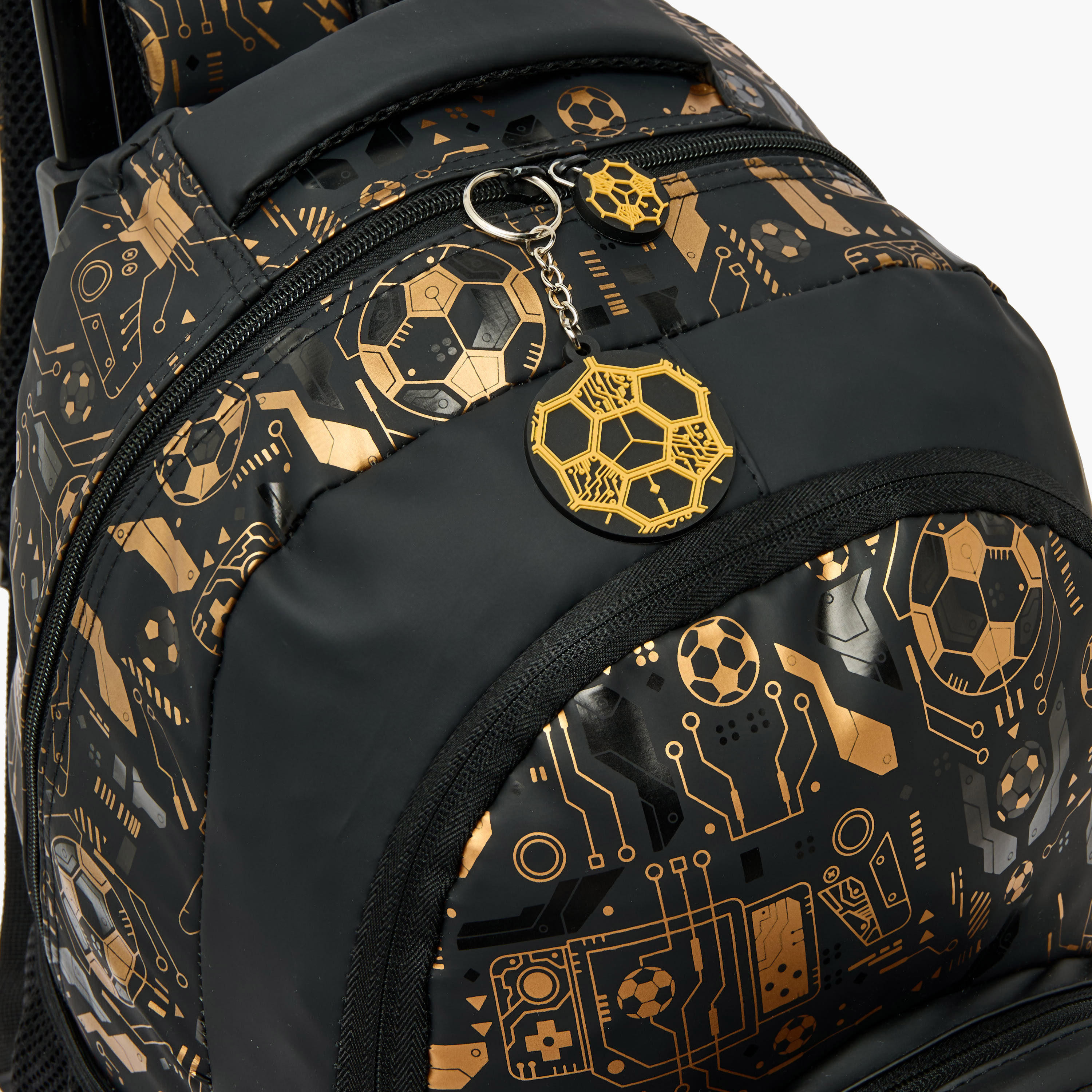 Football Print Trolley Backpack for Boys 8-13 Years with Zip Closure - 17 inches-school-bagsandbackpacks-trolleybags-image-5