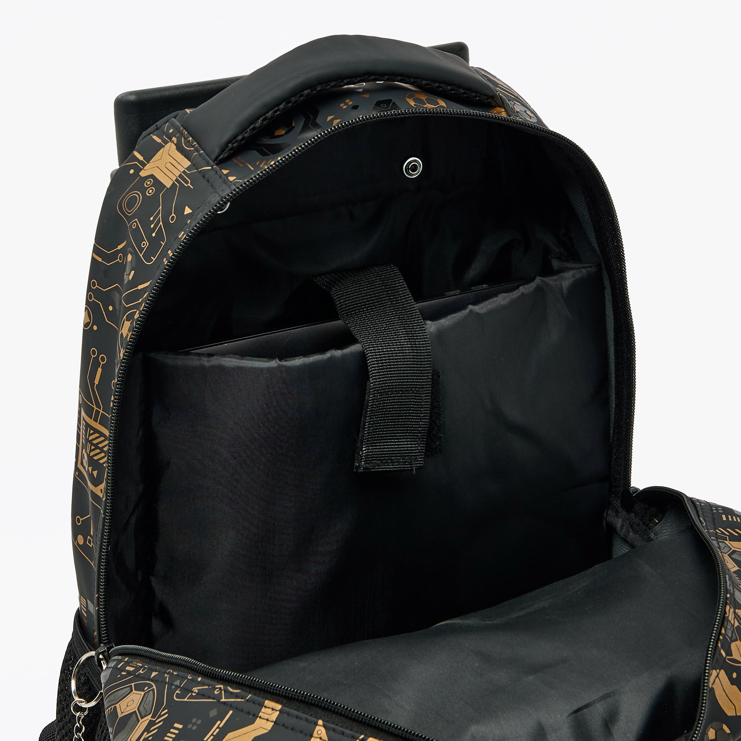 Football Print Trolley Backpack for Boys 8-13 Years with Zip Closure - 17 inches-school-bagsandbackpacks-trolleybags-image-6