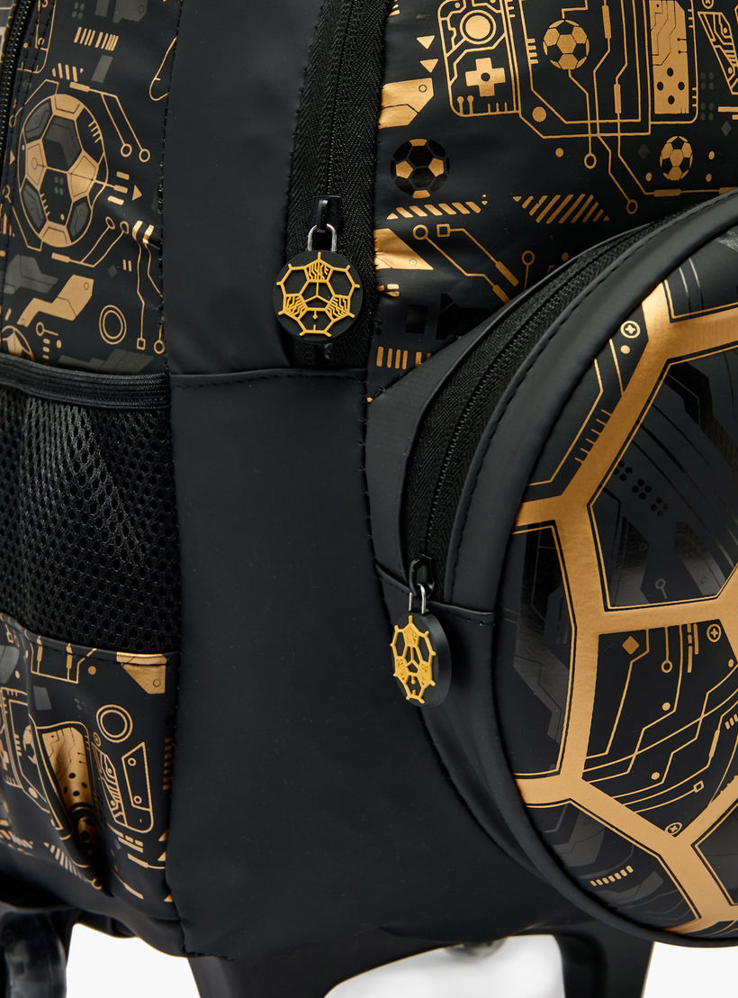 Football Print Trolley Backpack for Boys 8-13 Years with Zip Closure - 17 inches-school-bagsandbackpacks-trolleybags-image-7