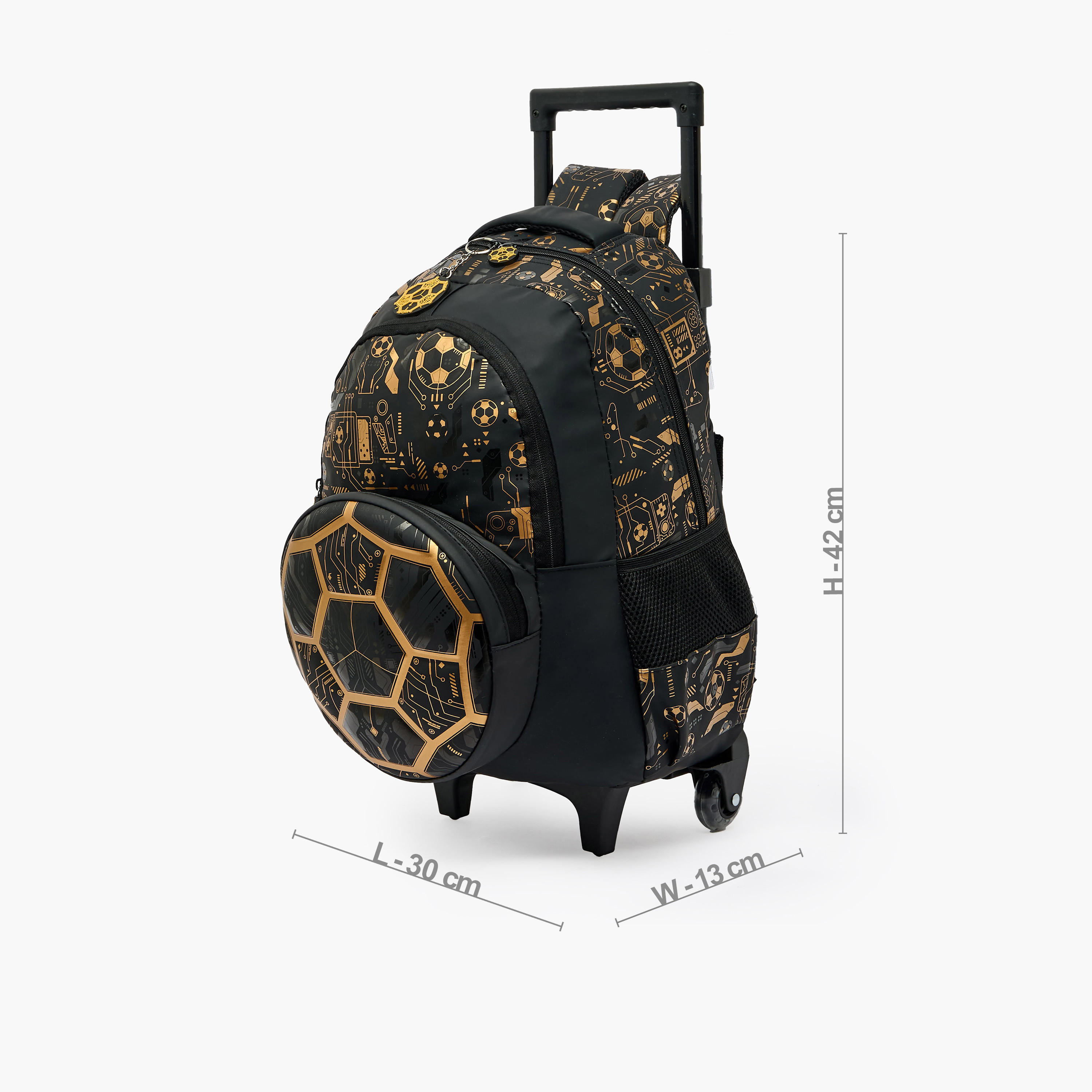 Football Print Trolley Backpack for Boys 8-13 Years with Zip Closure - 17 inches-school-bagsandbackpacks-trolleybags-image-8
