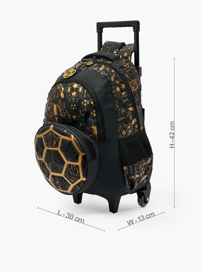 Football Print Trolley Backpack for Boys 8-13 Years with Zip Closure - 17 inches-school-bagsandbackpacks-trolleybags-image-8