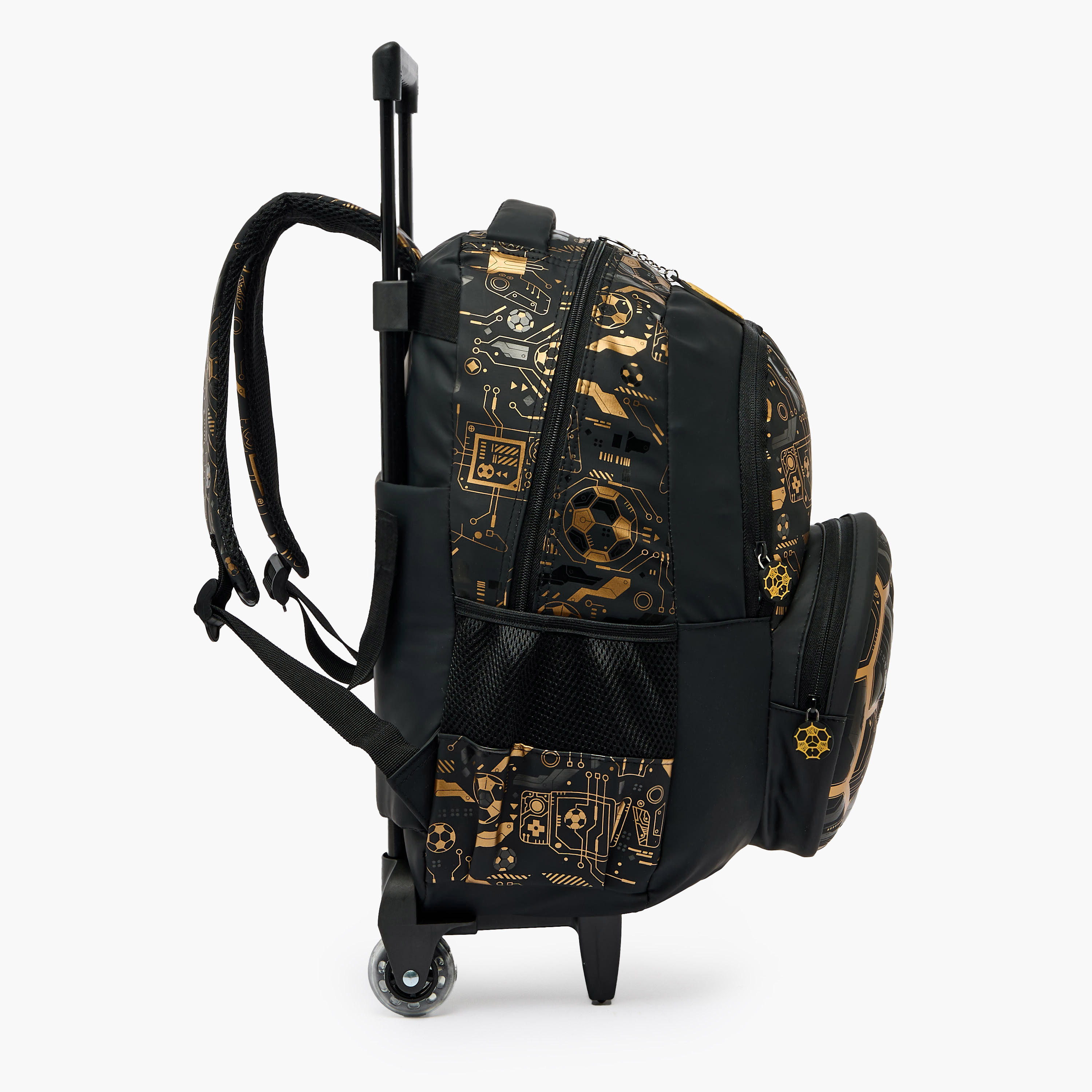 Football Print Trolley Backpack for Boys 8-13 Years with Zip Closure - 17 inches-school-bagsandbackpacks-trolleybags-image-9