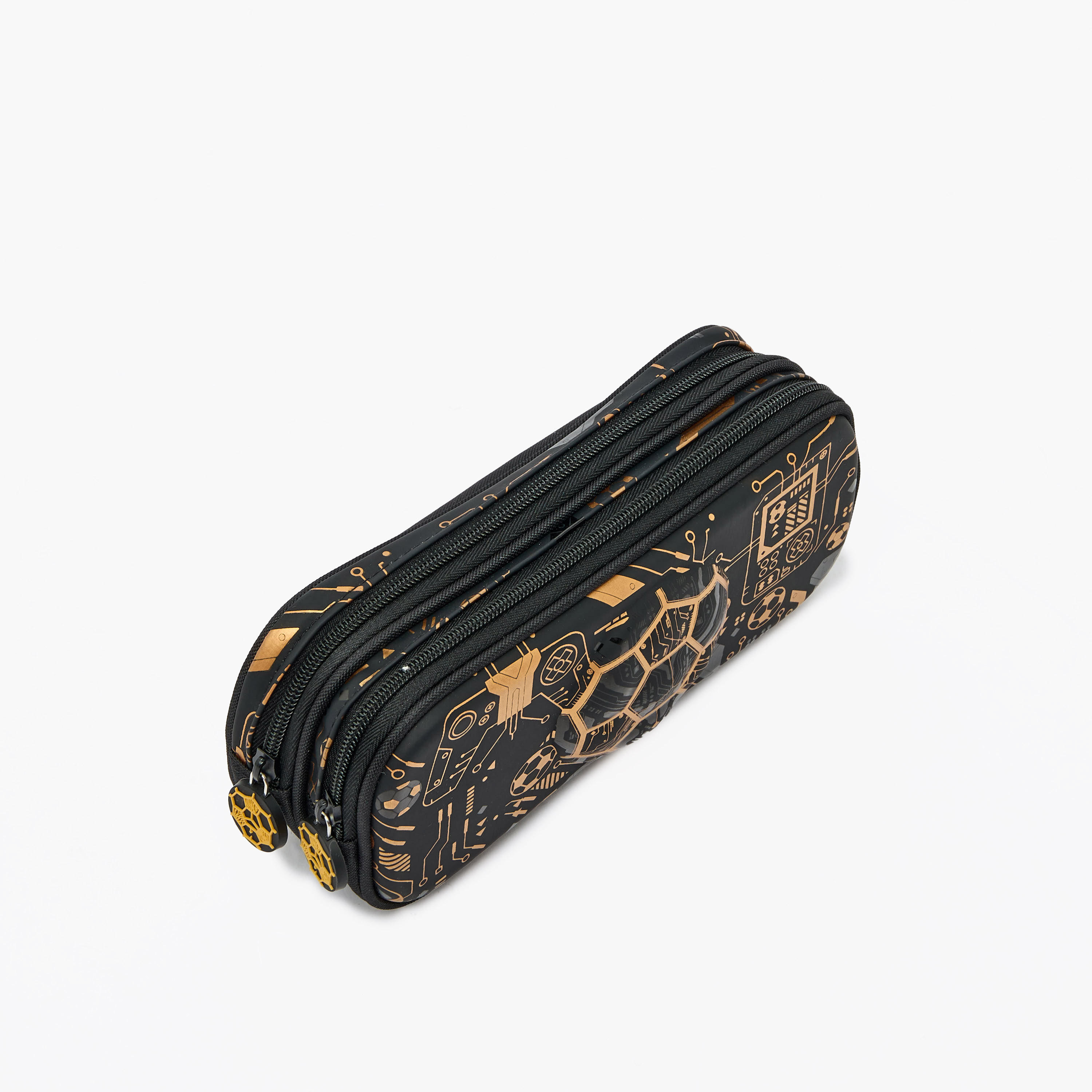 Football Print Pencil Case with 2 Compartments-school-stationery-pencilcases-image-3