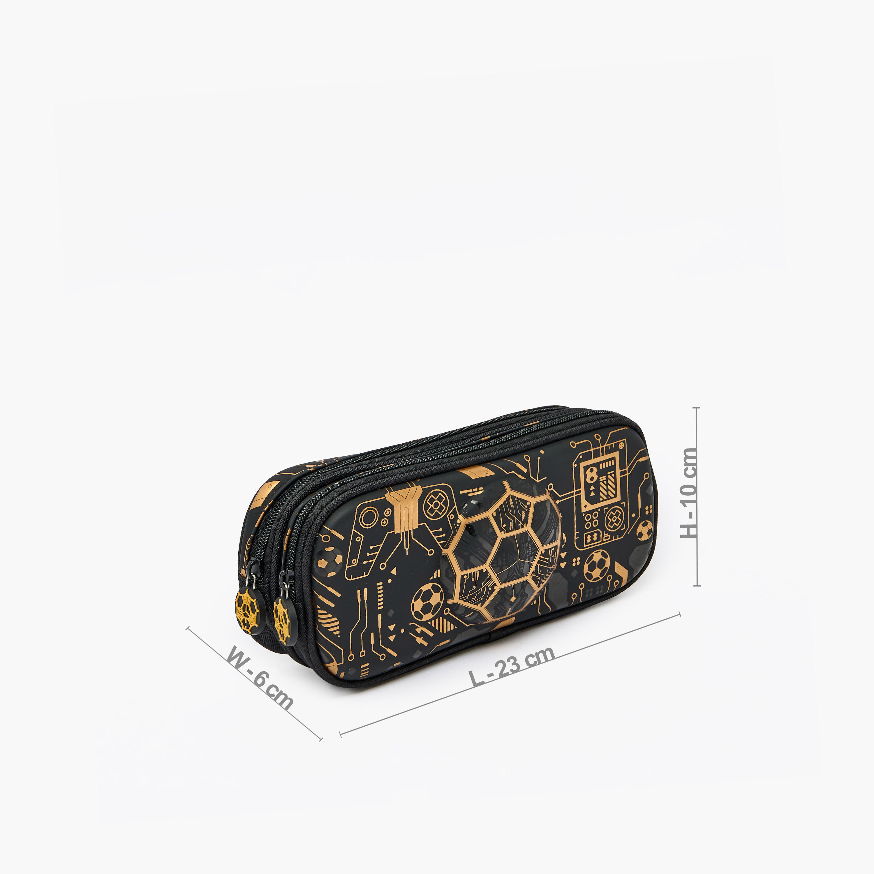 Football Print Pencil Case with 2 Compartments-school-stationery-pencilcases-image-4