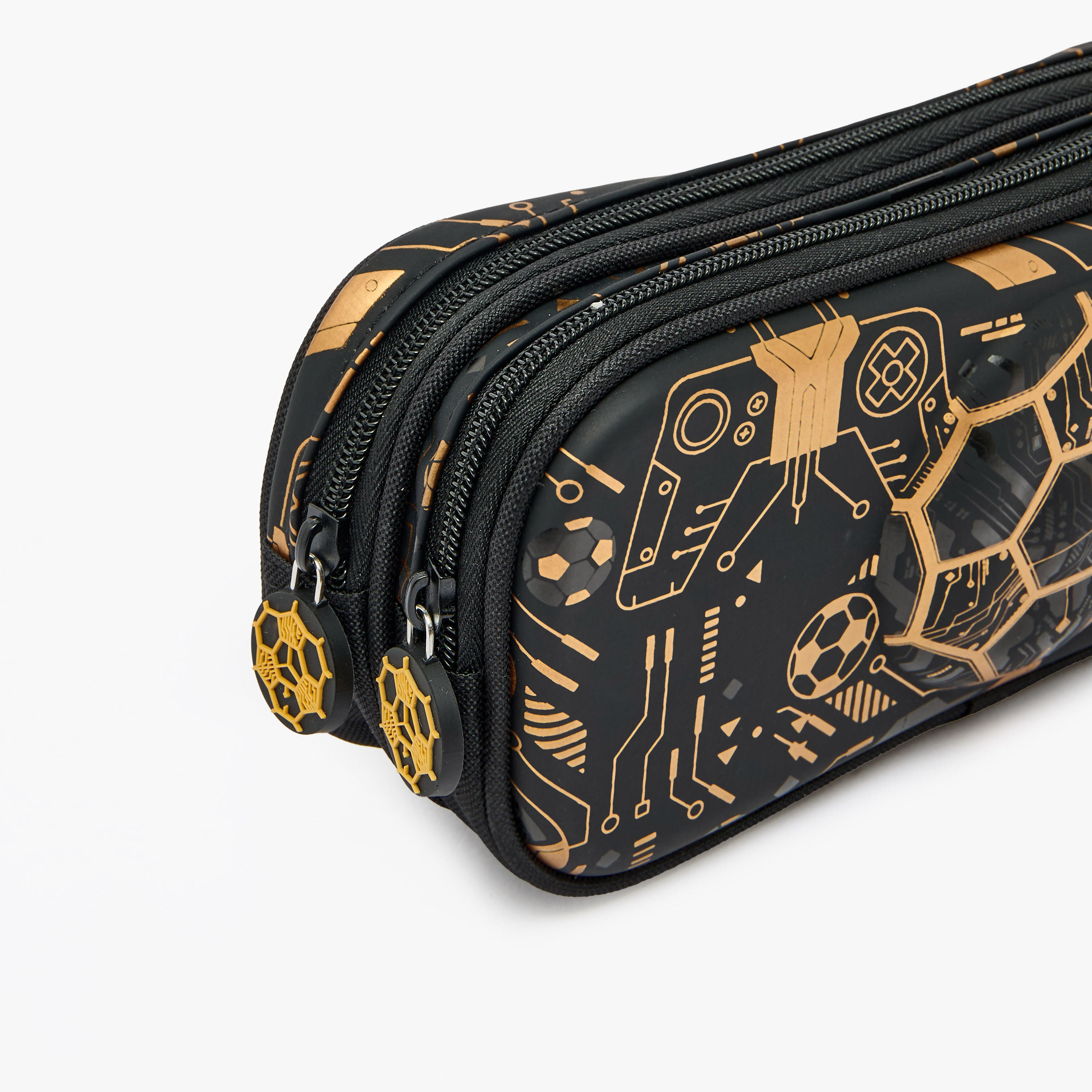 Football Print Pencil Case with 2 Compartments-school-stationery-pencilcases-image-6