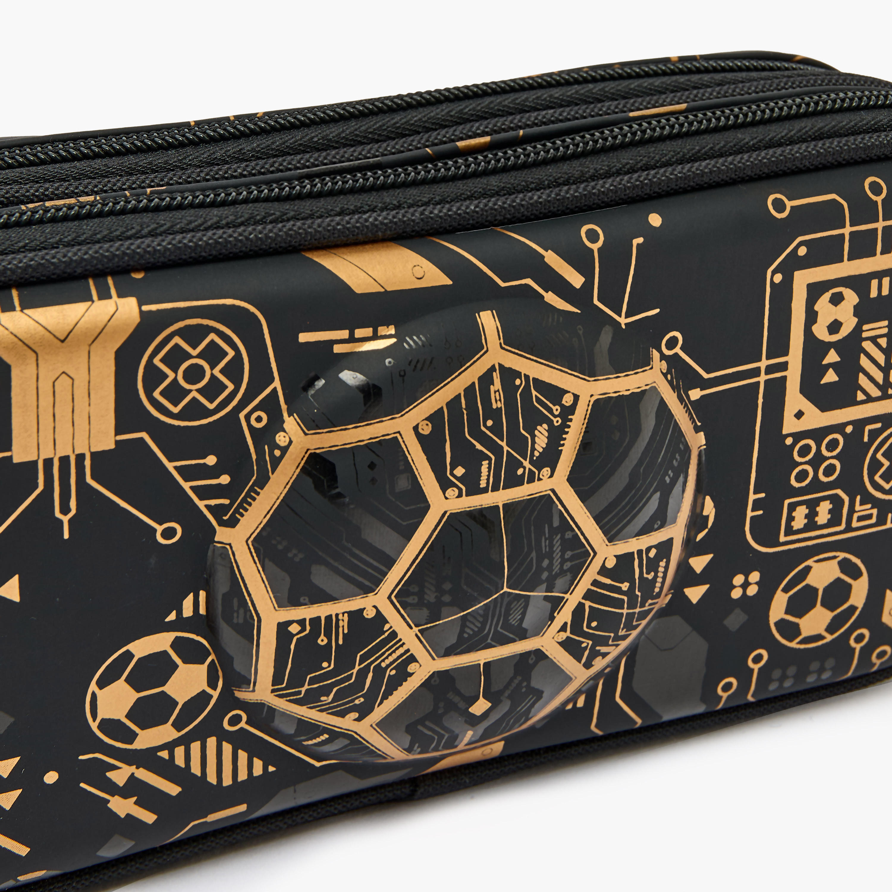 Football Print Pencil Case with 2 Compartments-school-stationery-pencilcases-image-7