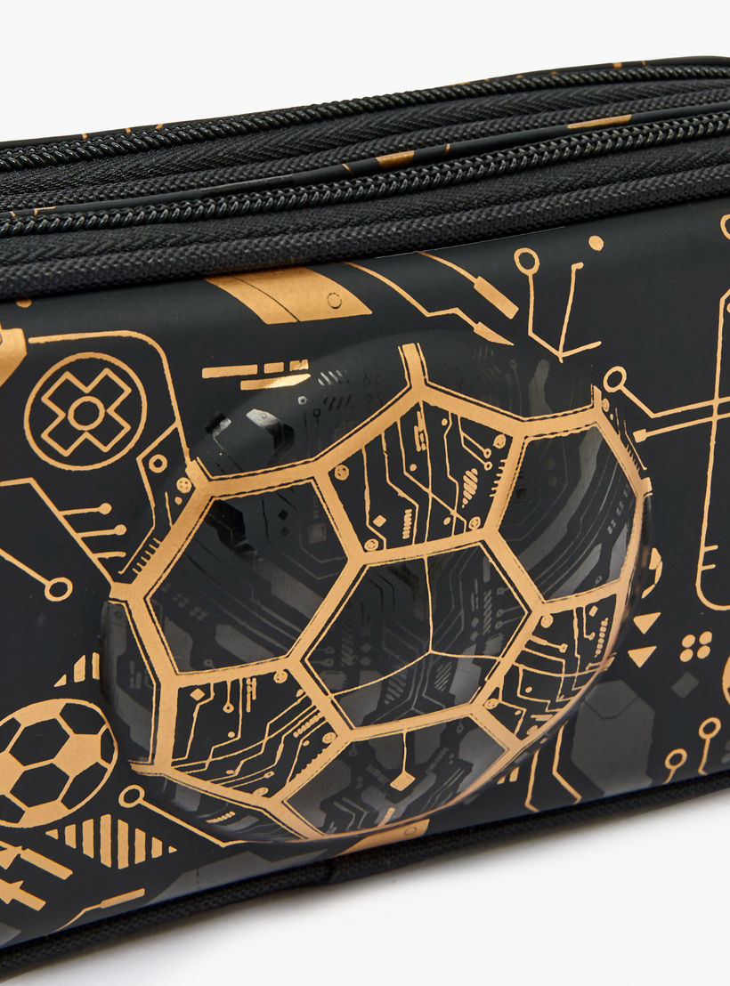Football Print Pencil Case with 2 Compartments-school-stationery-pencilcases-image-7