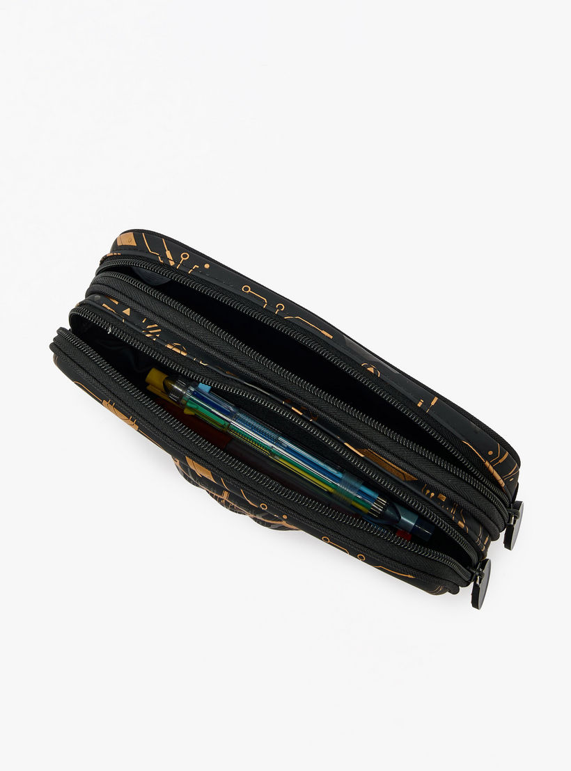 Football Print Pencil Case with 2 Compartments-school-stationery-pencilcases-image-8