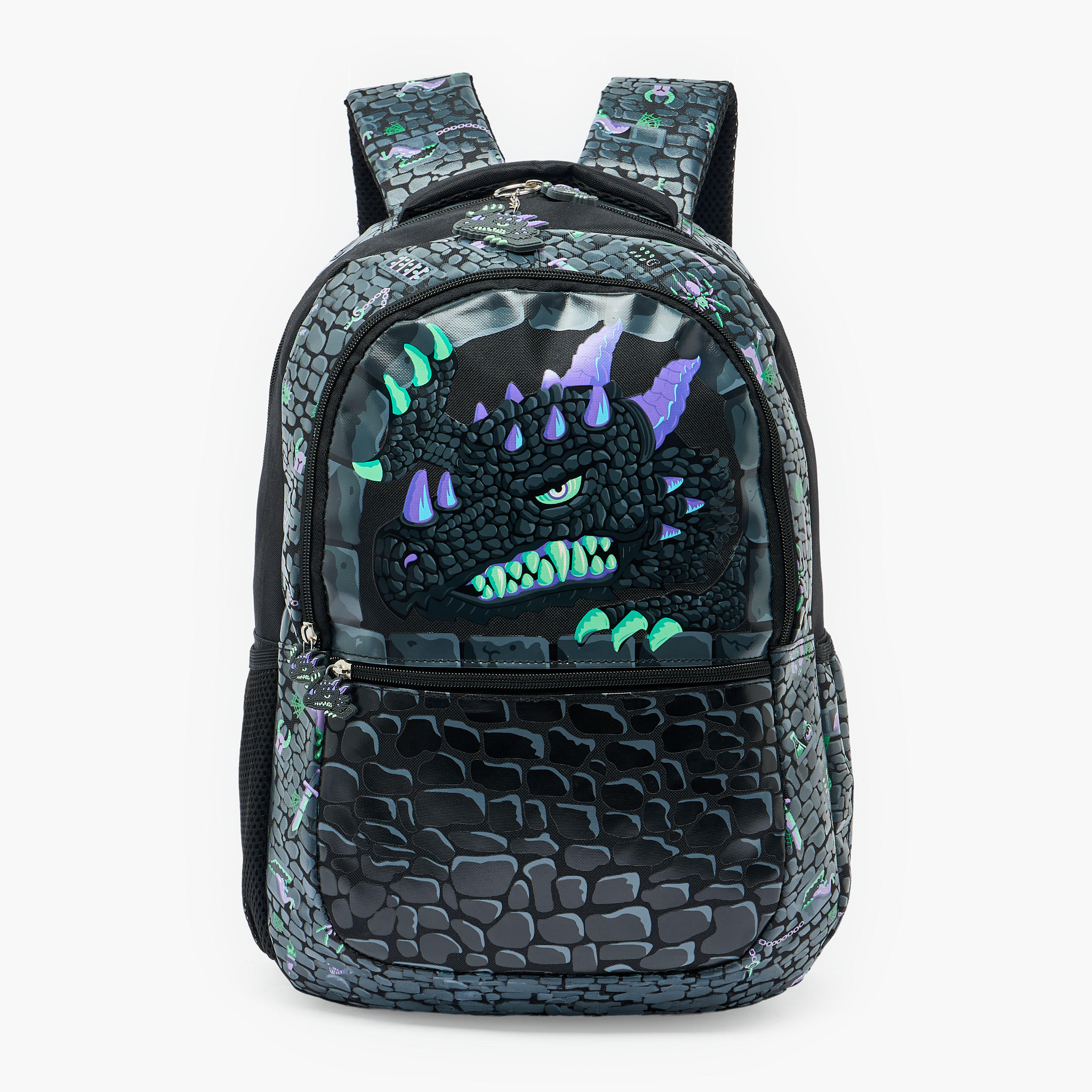 Dragon Print Backpack for Boys 8-13 Years with Padded Shoulder Straps - 17 inches-school-bagsandbackpacks-backpacks-image-1