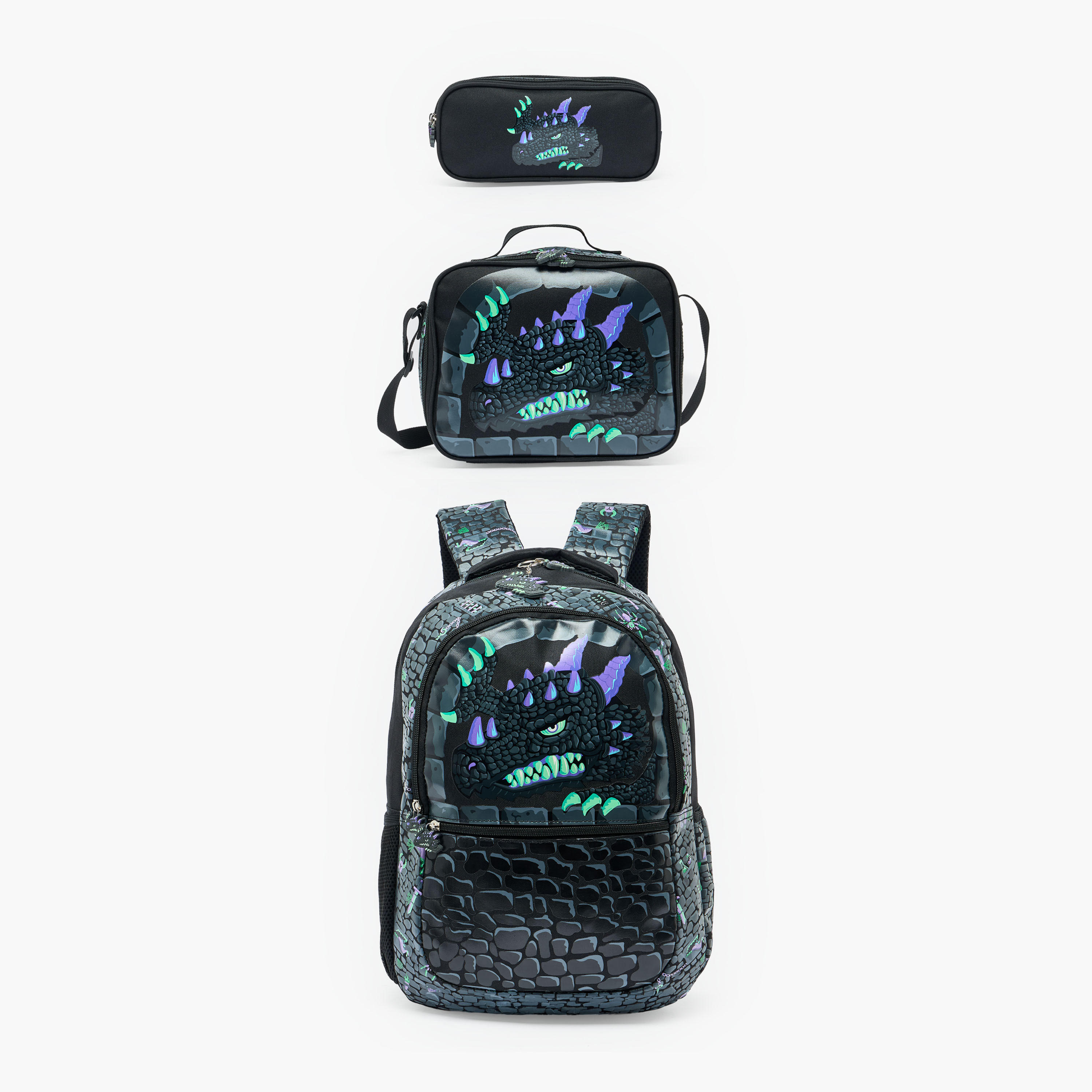 Dragon Print Backpack for Boys 8-13 Years with Padded Shoulder Straps - 17 inches-school-bagsandbackpacks-backpacks-image-10