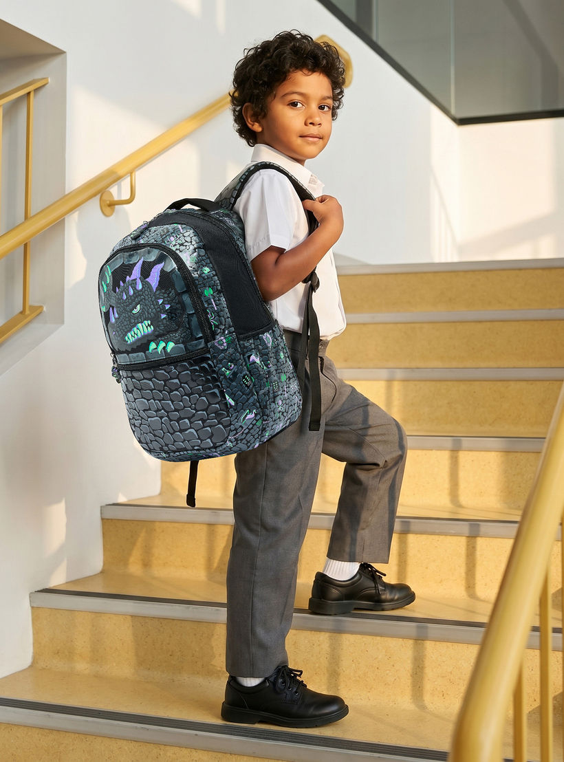 Dragon Print Backpack for Boys 8-13 Years with Padded Shoulder Straps - 17 inches-school-bagsandbackpacks-backpacks-image-3